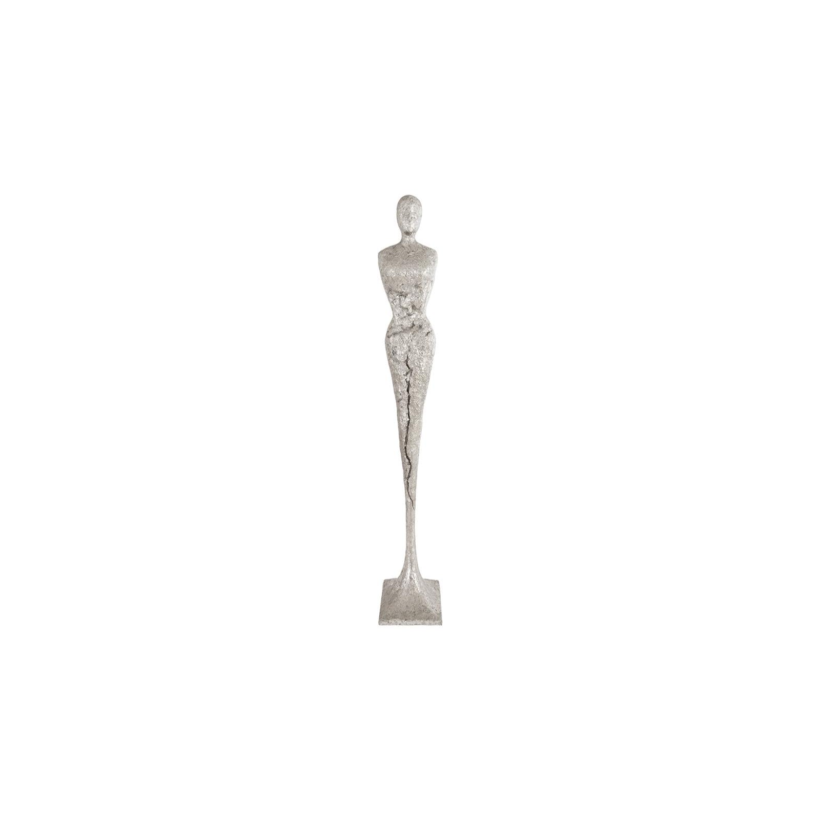 Tall Chiseled Female Sculpture - Silver