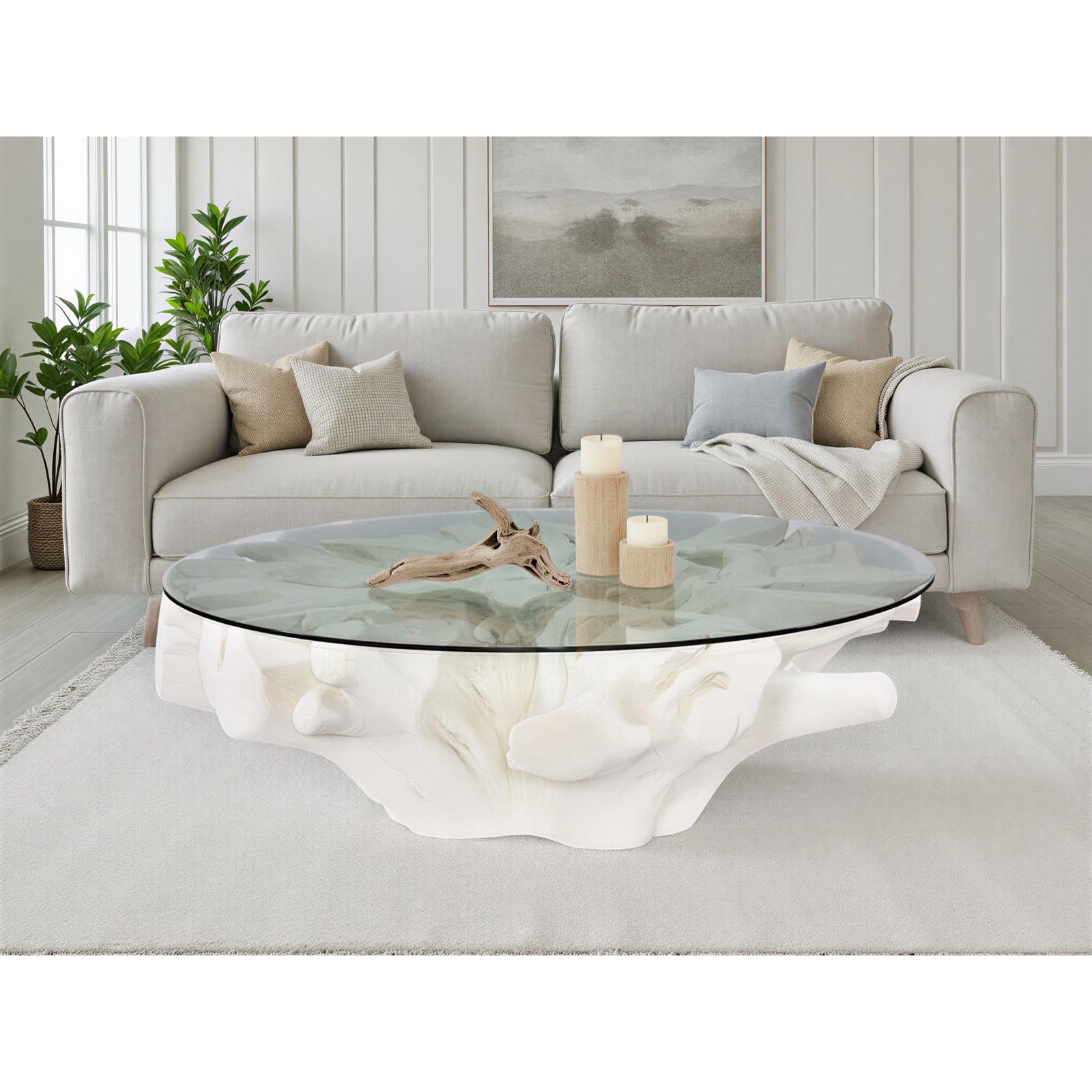 Sono Cast Root Coffee Table with Glass