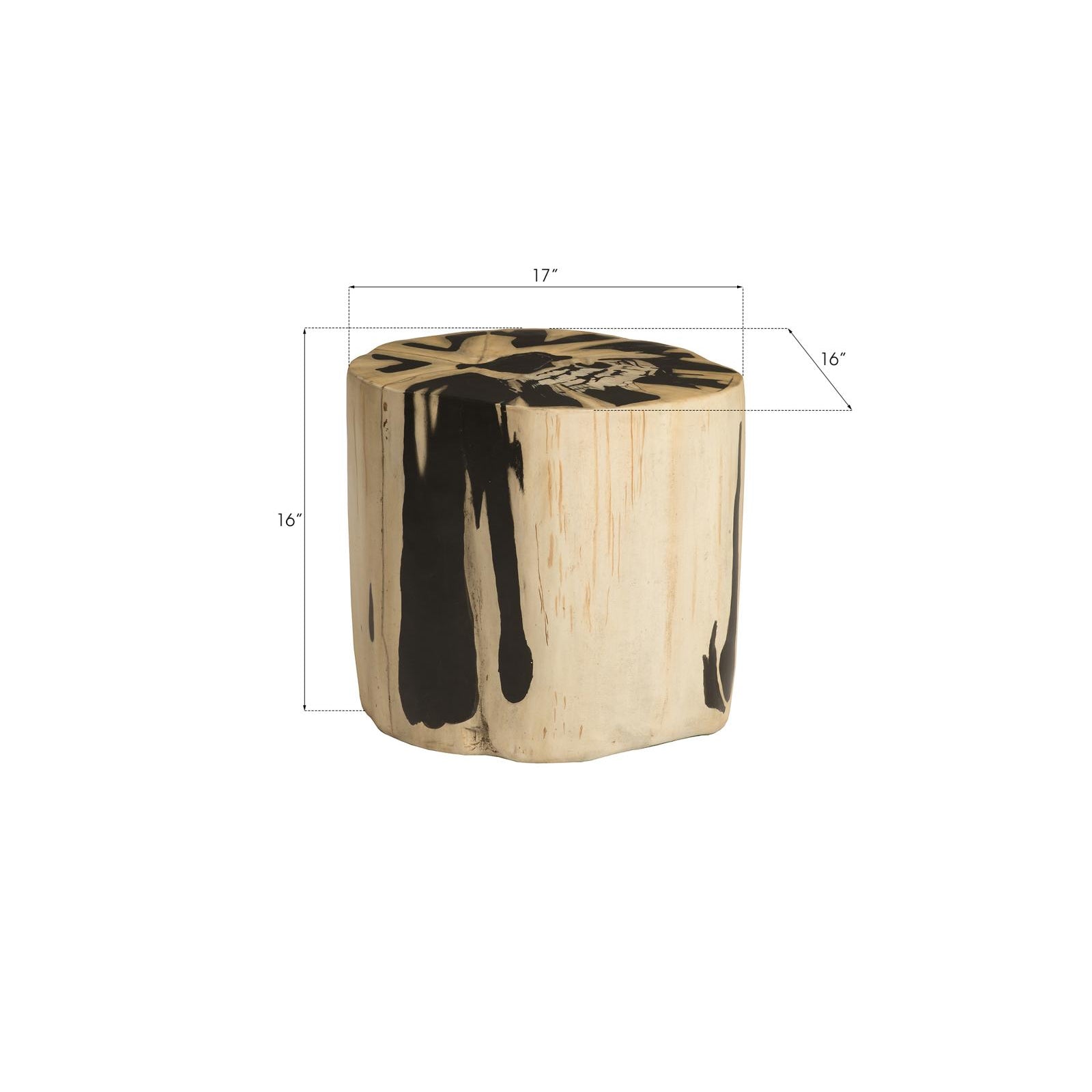 Cast Petrified Wood Stool - Beige