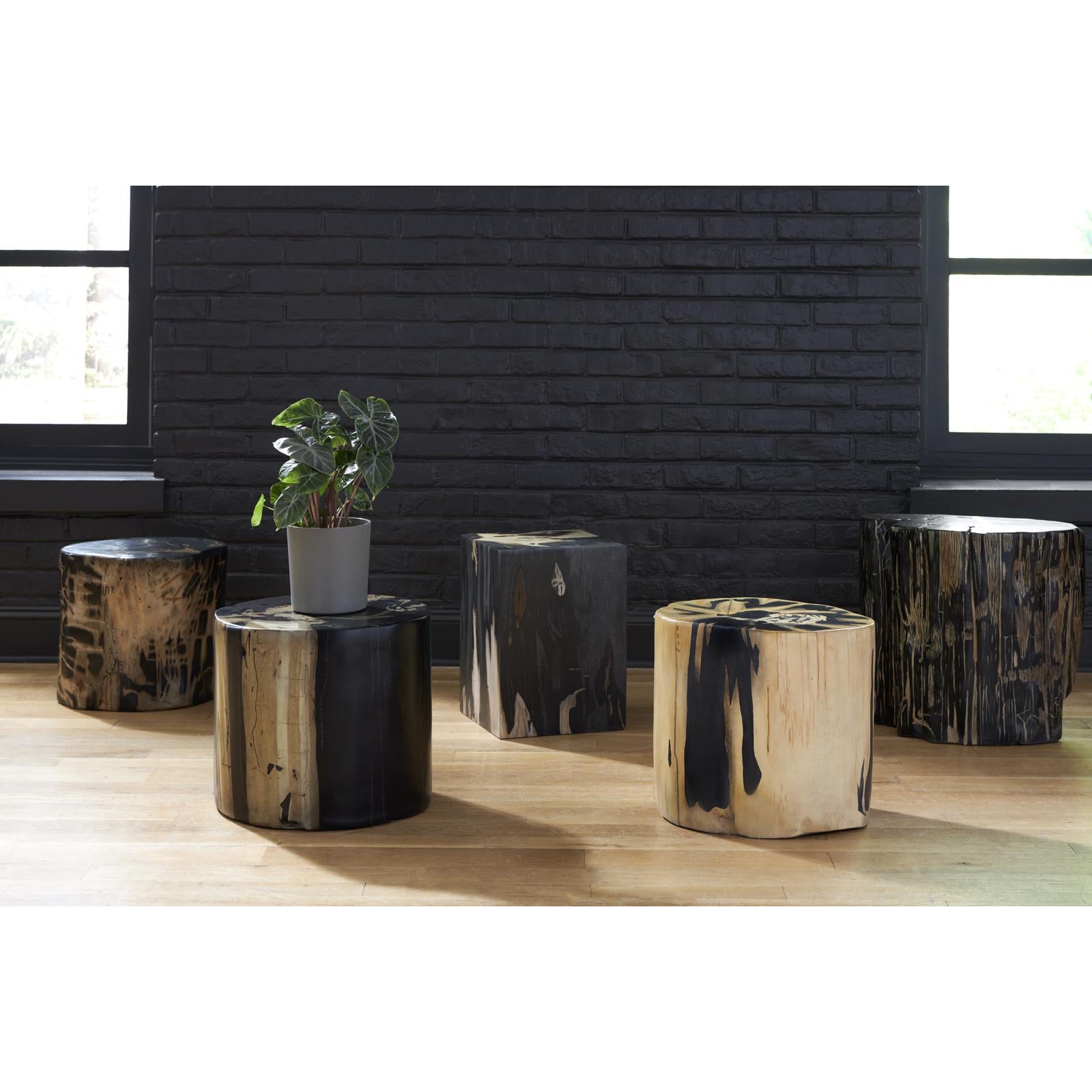 Cast Petrified Wood Stool - Beige