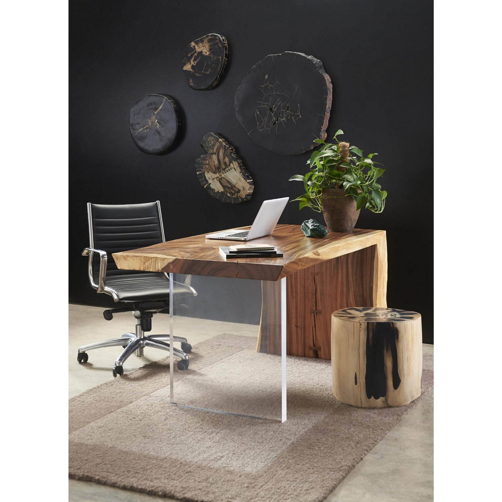 Cast Petrified Wood Stool - Beige
