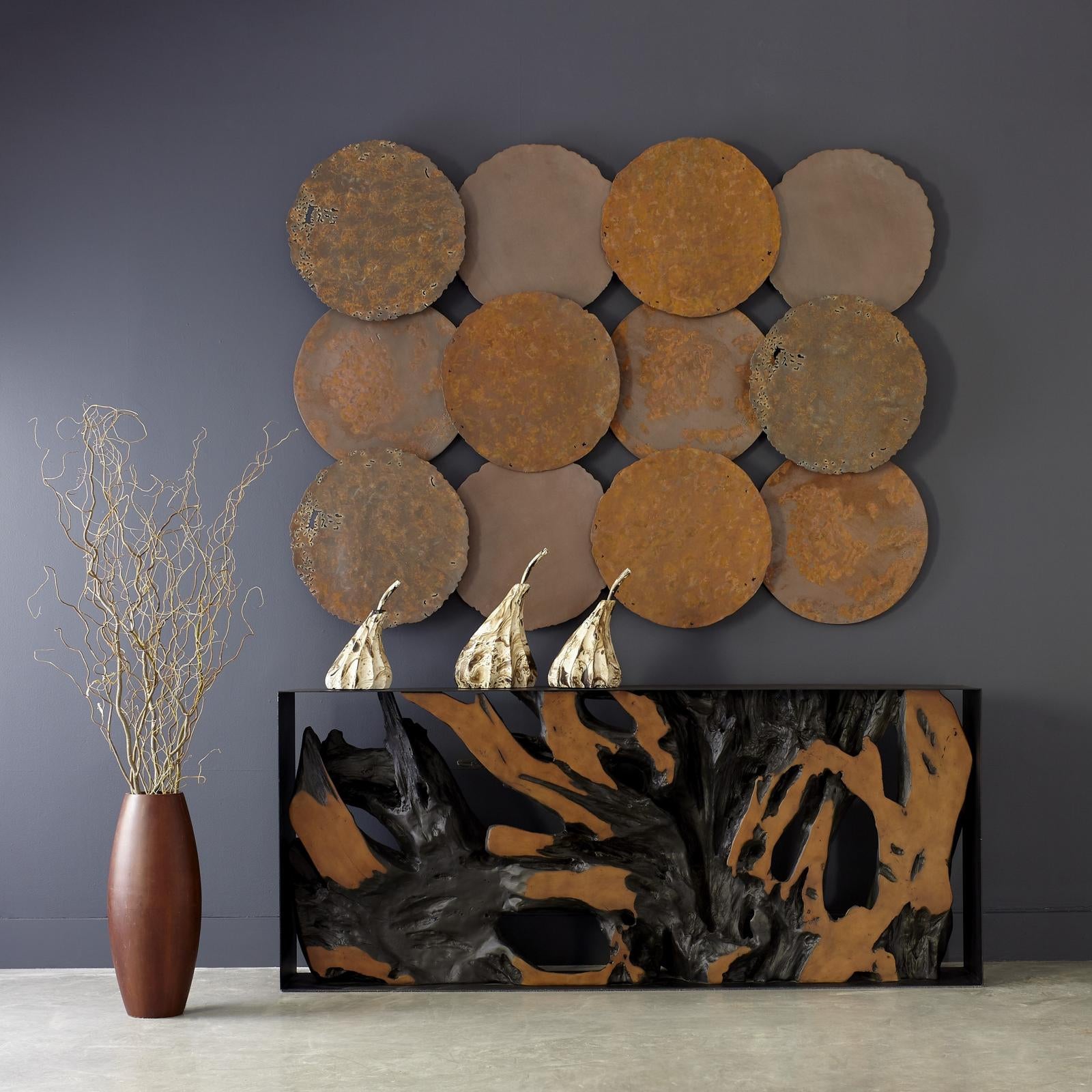 Cast Root Metal Framed Large Console Table