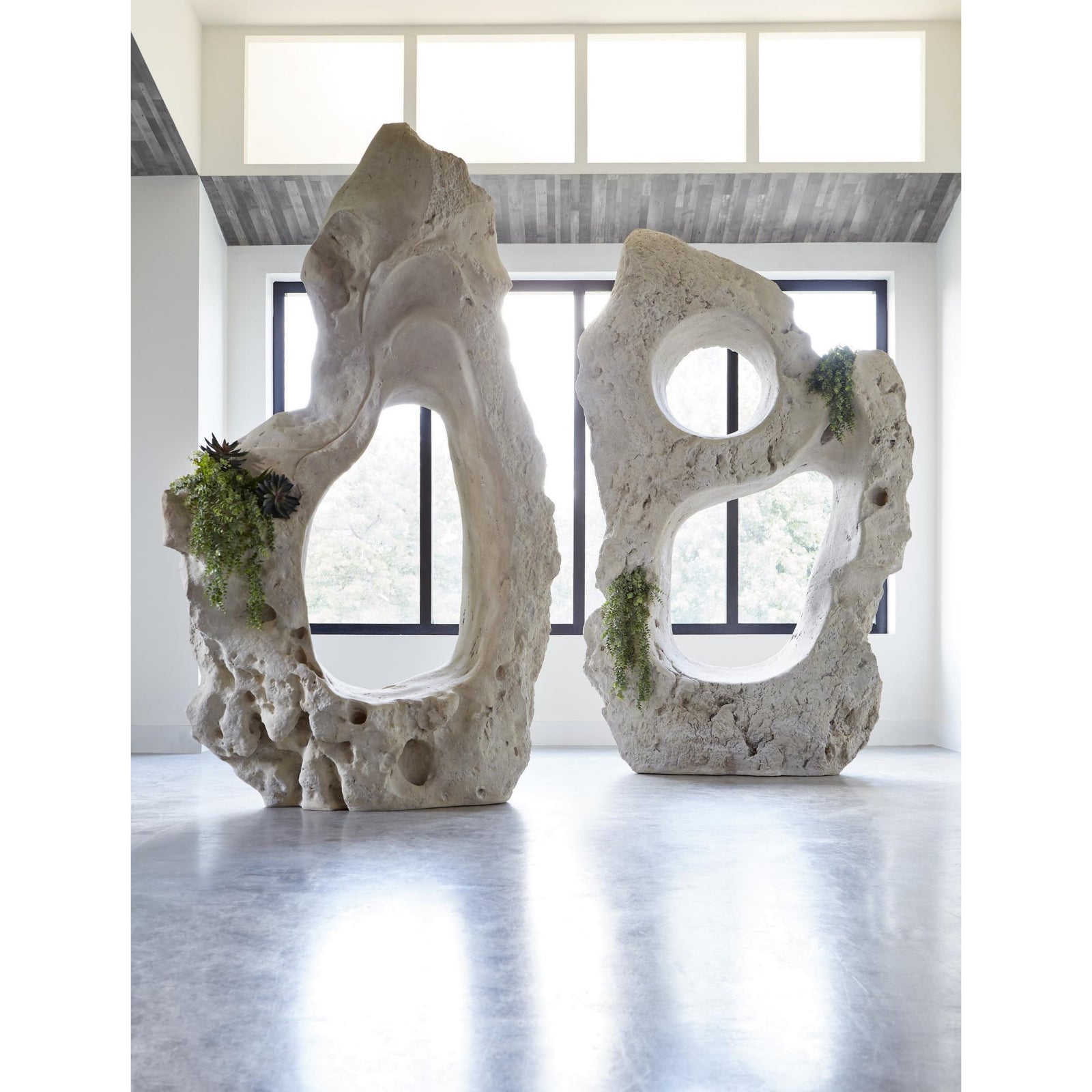 Colossal Cast Stone Single Hole Sculpture