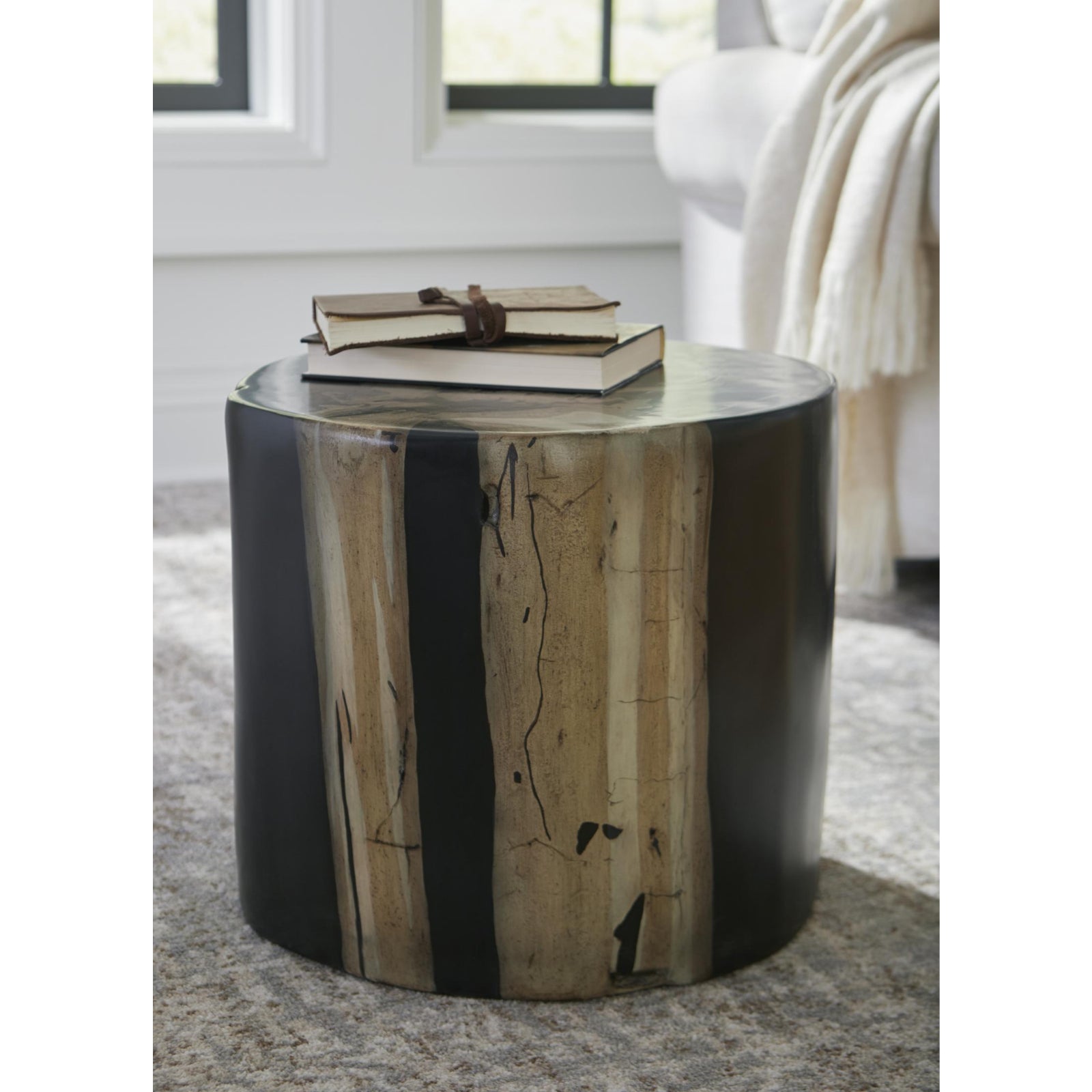 Cast Petrified Wood Stool - Brown
