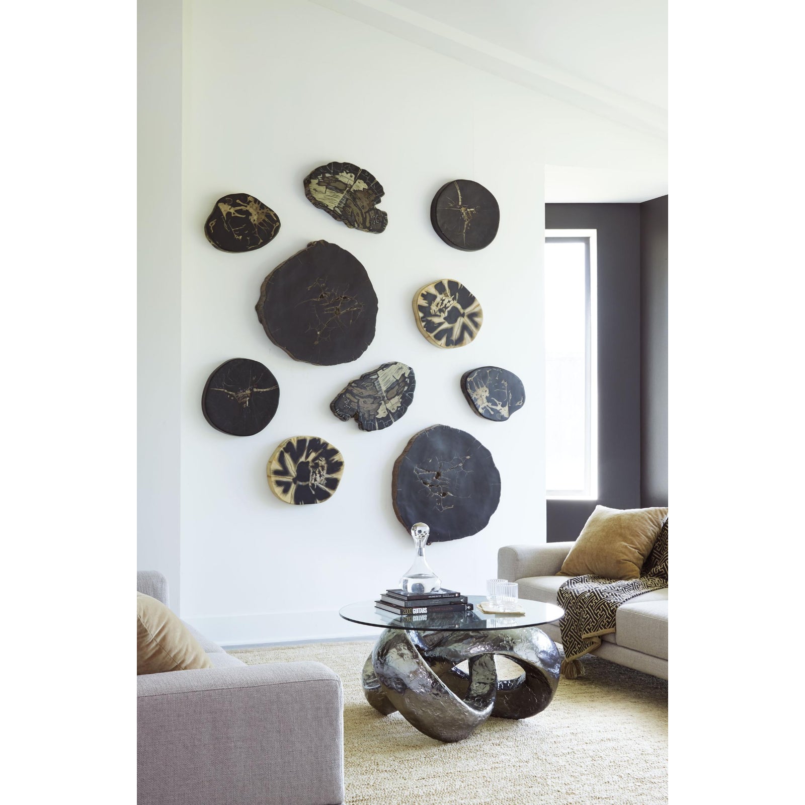 Cast Small Black Cast Petrified Wood Wall Tile