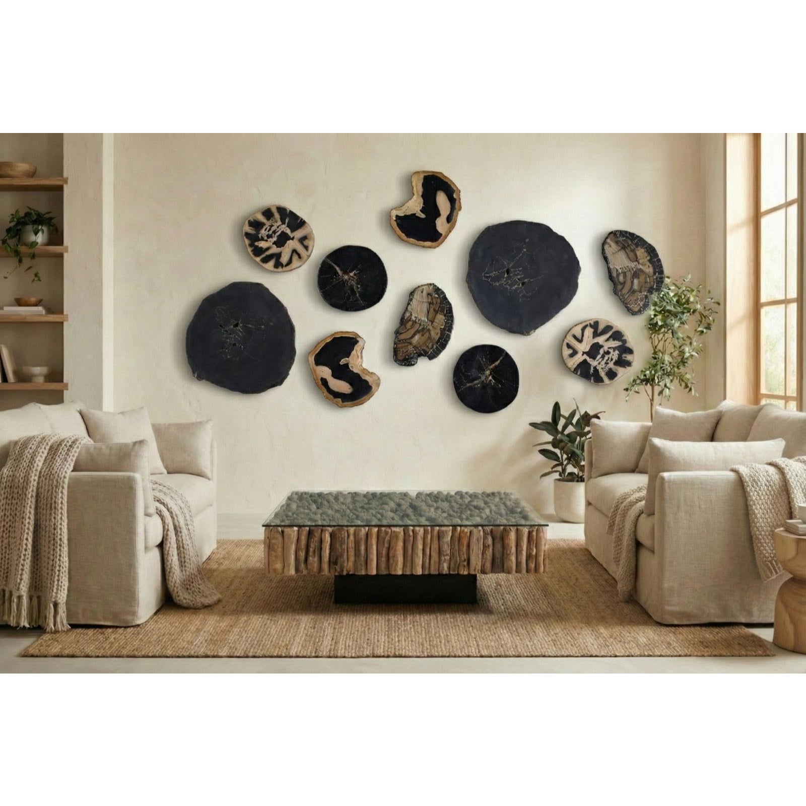 Cast Large Brown Petrified Wood Wall Tile