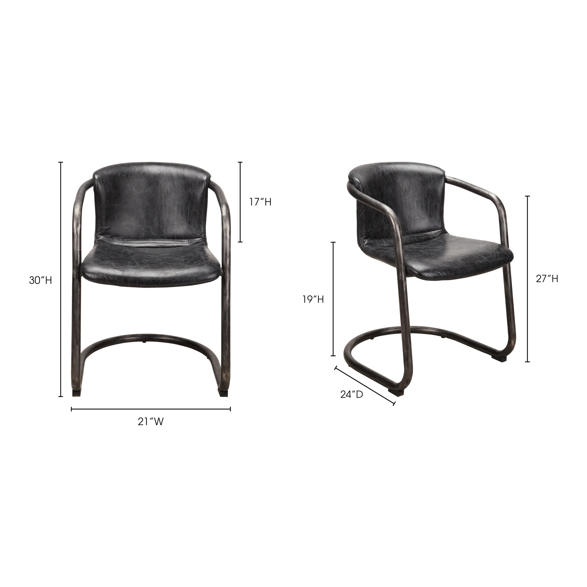 Moe's Freeman Dining Chair Antique Black-M2 Moe's Freeman Dining Chair Antique Black-M2
