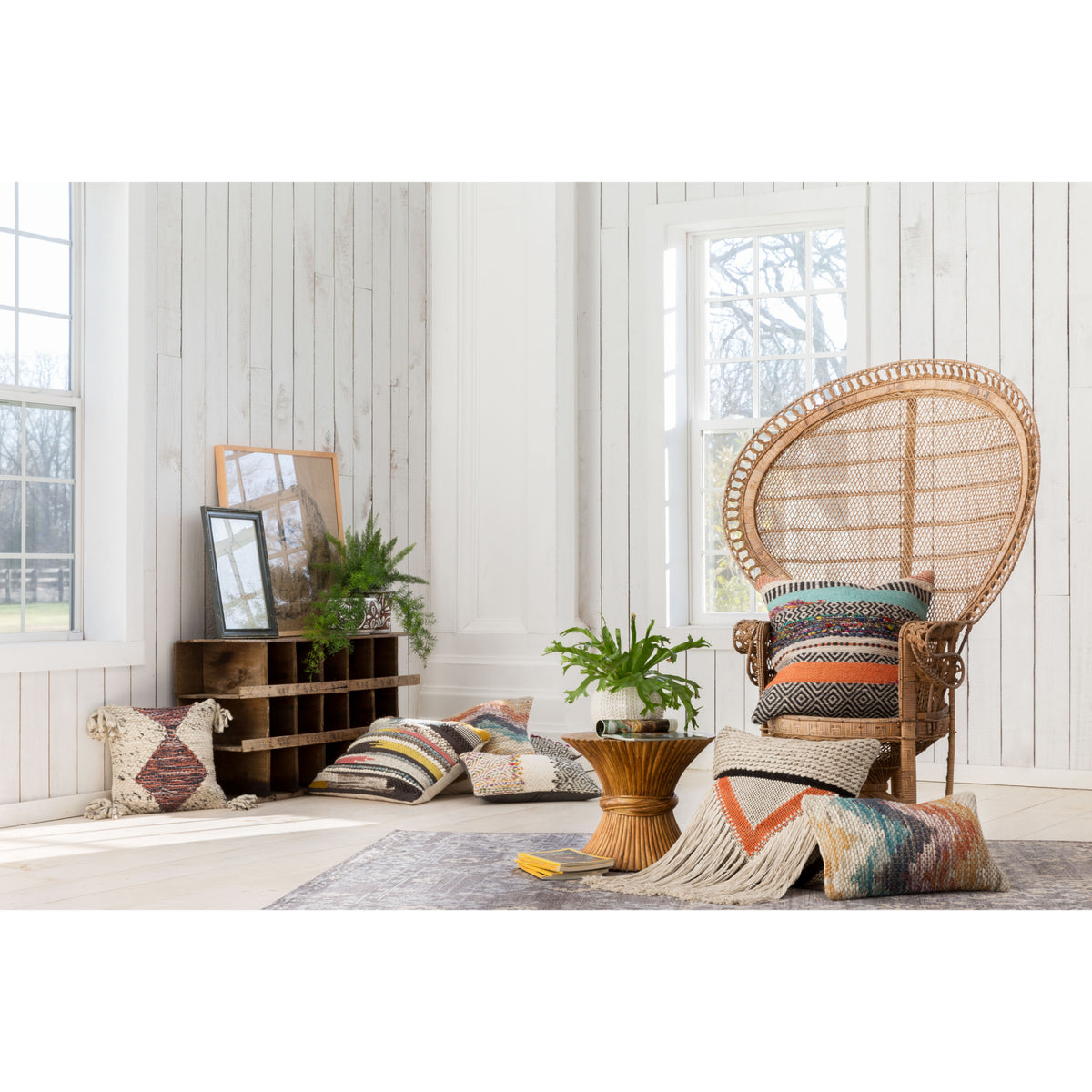 Loloi P0094 Multi 22" x 22" Cover with Poly Pillow by Loloi