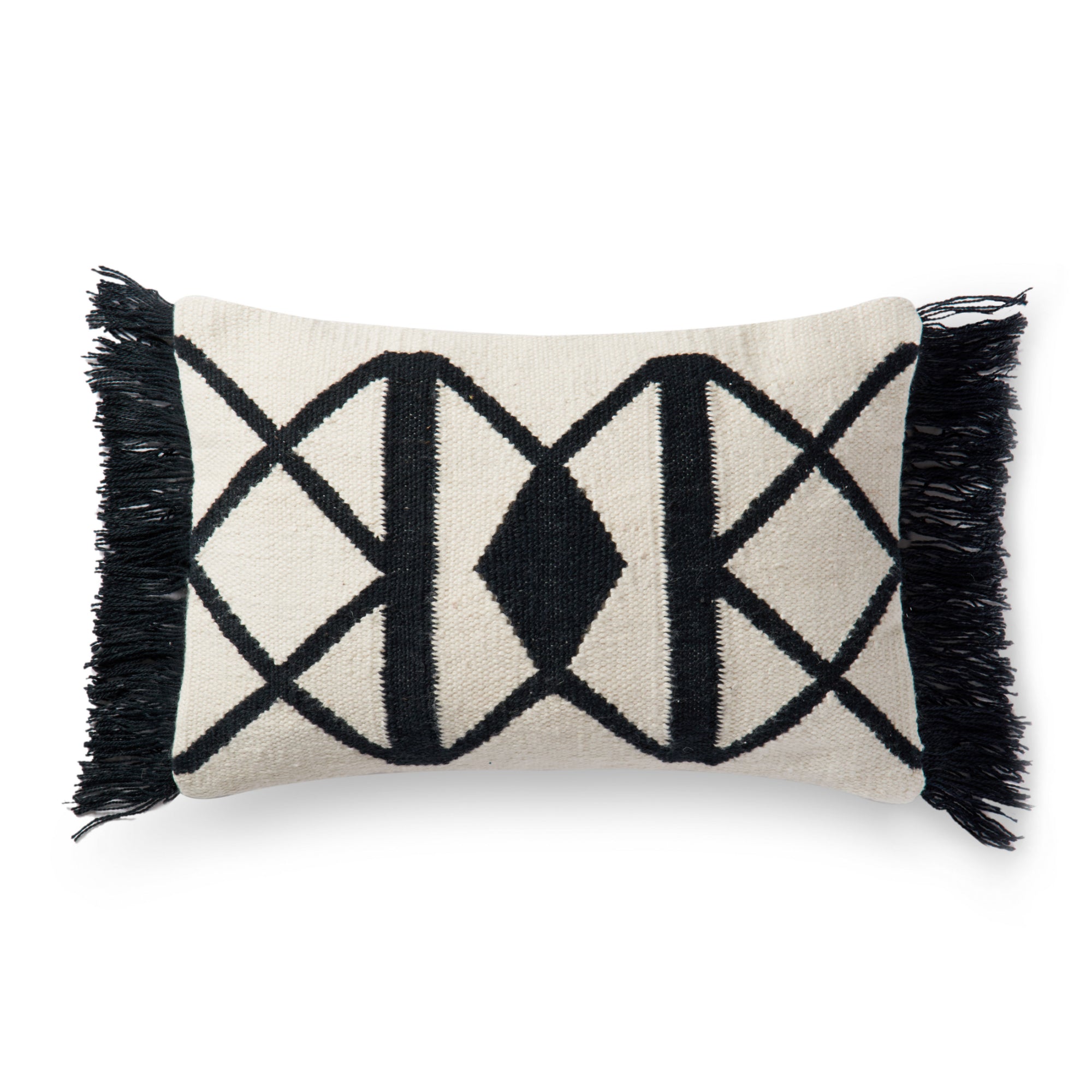 Loloi P0503 Black/Ivory 13" x 21" Cover with Poly Pillow
