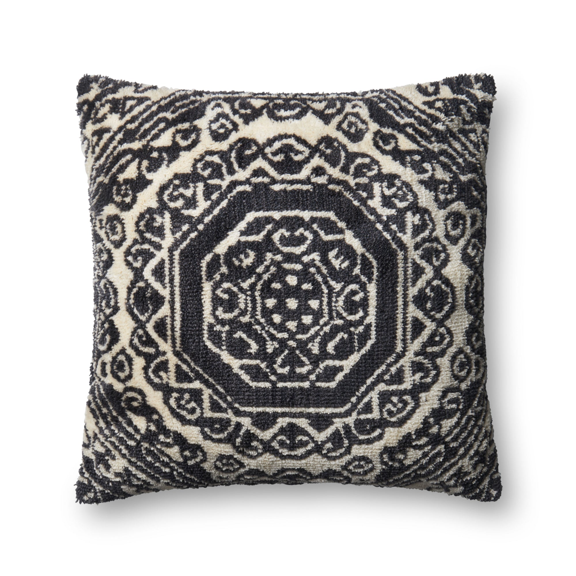 Loloi P0578 Black/White Cover with Poly Pillow