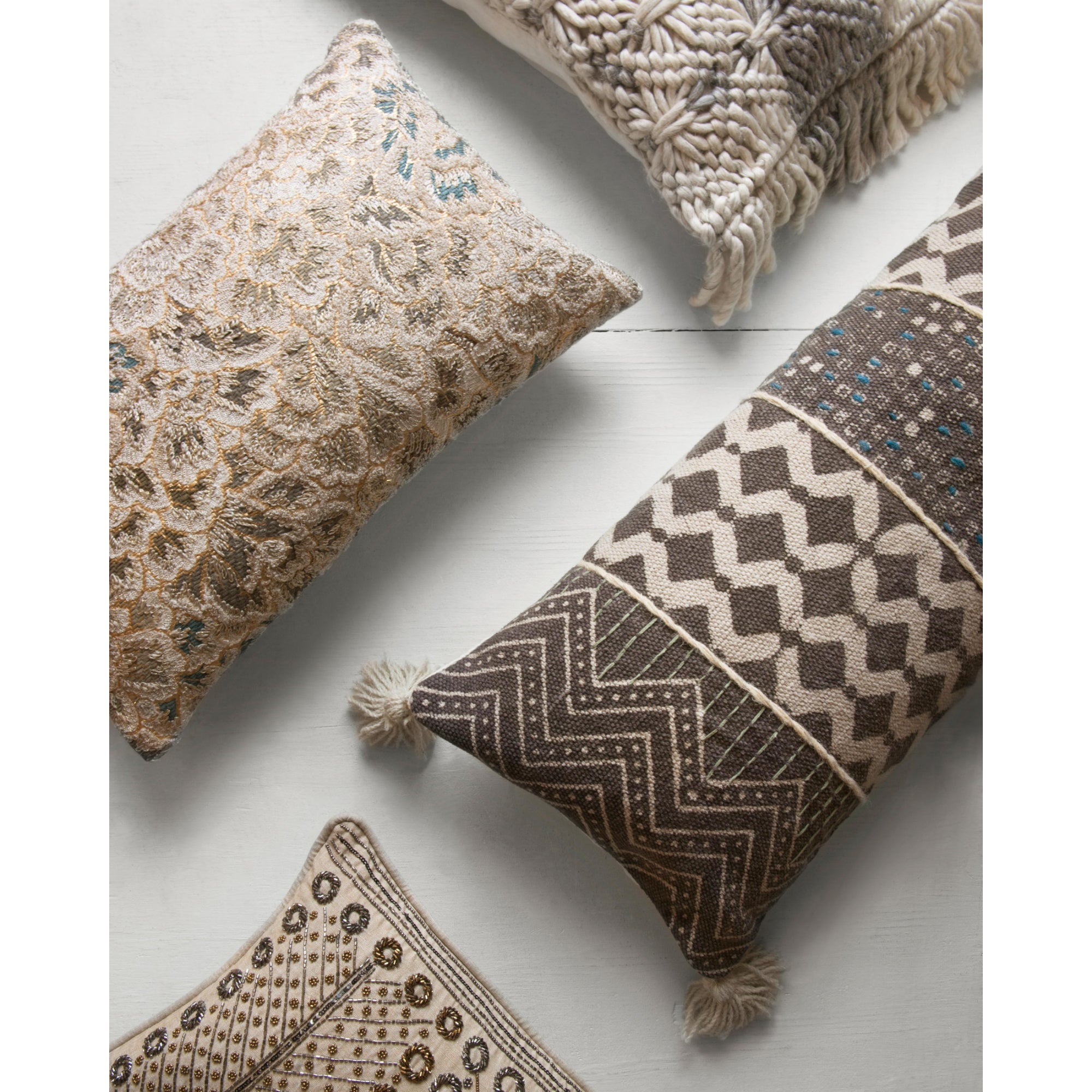Loloi P0607 Grey/Multi 13" x 35" Cover with Poly Pillow