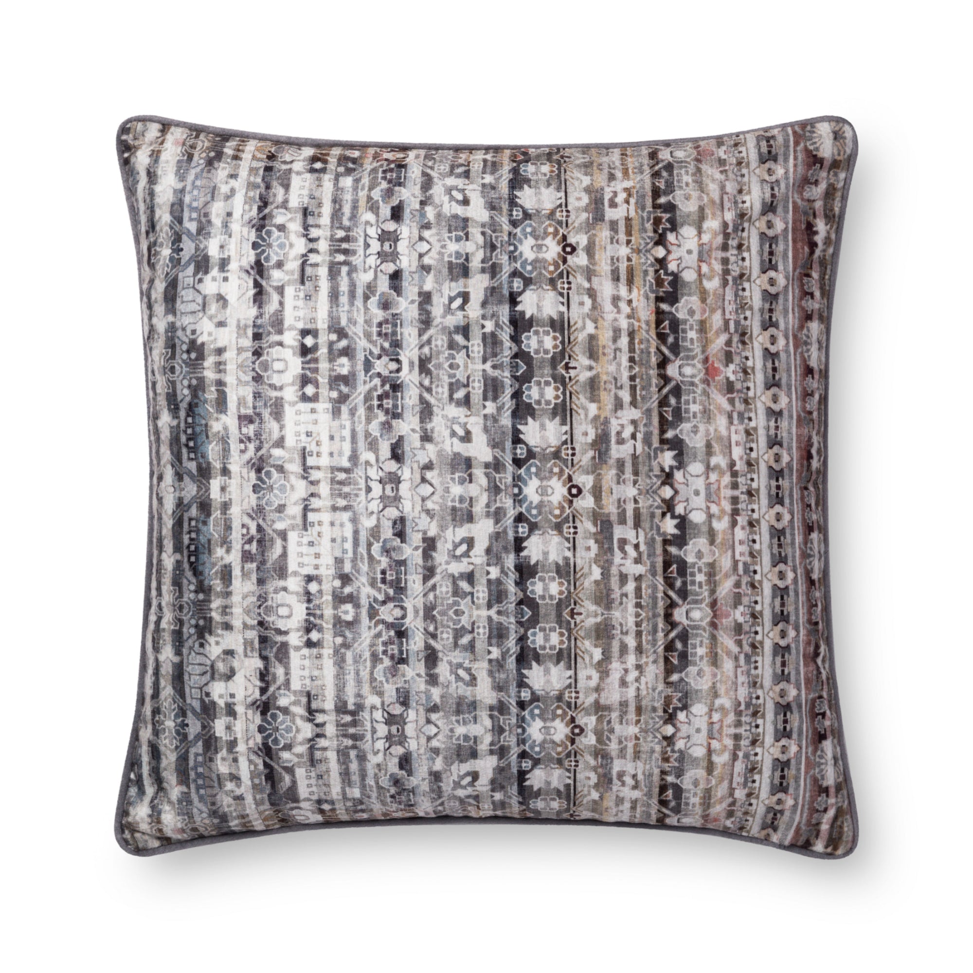 Loloi P0706 Grey 22" x 22" Cover with Poly Pillow