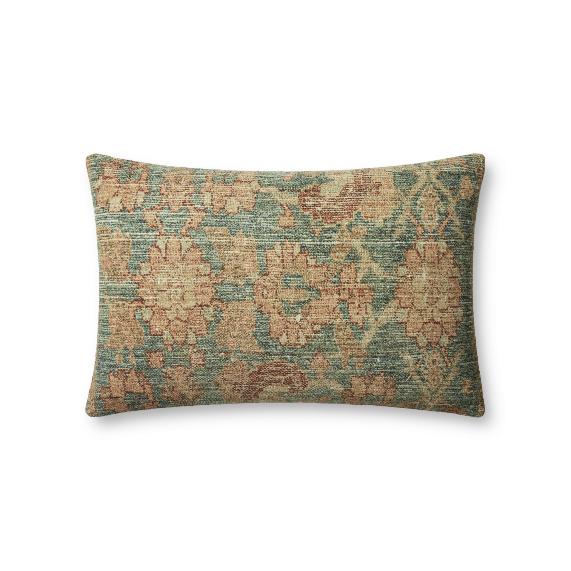 Angela Rose x Loloi Clay Teal/Terracotta 13'' x 21'' Cover with Poly Pillow