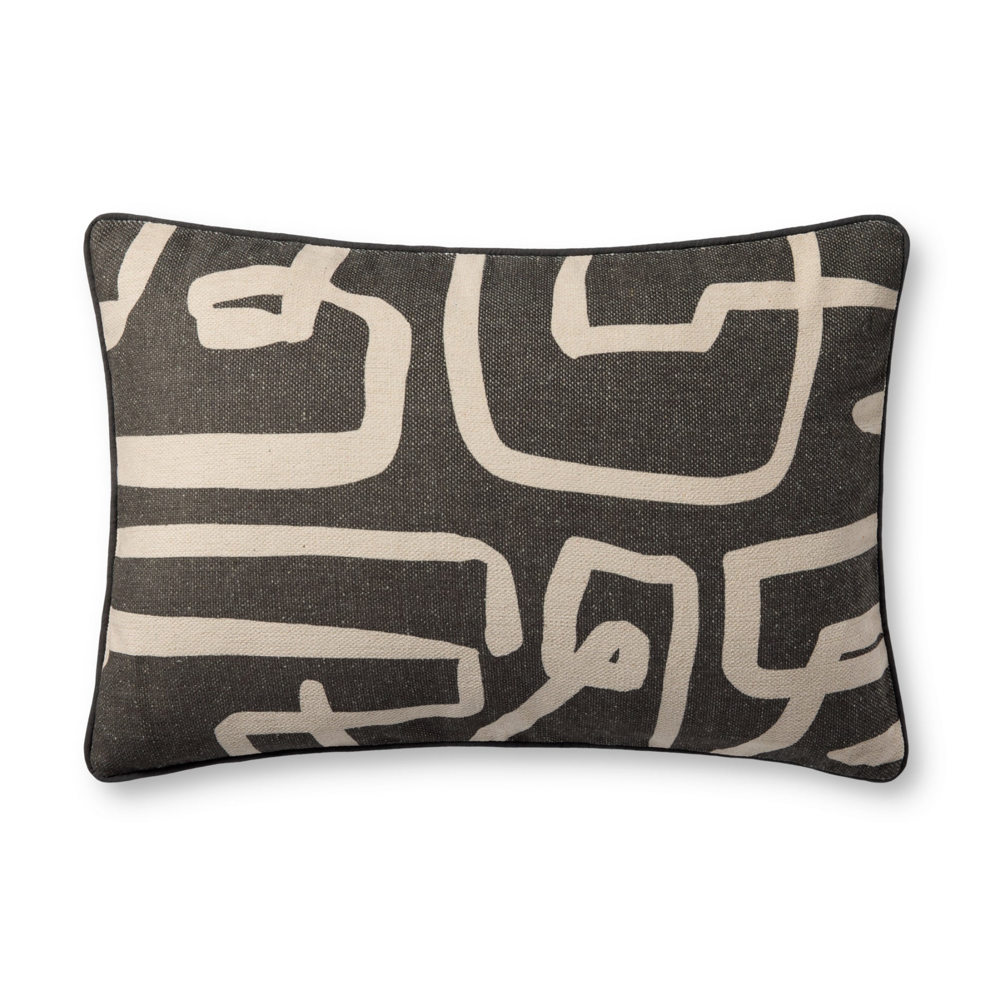 Brigette Romanek PBR0010 Charcoal/Natural 16'' x 26'' Cover with Poly Pillow
