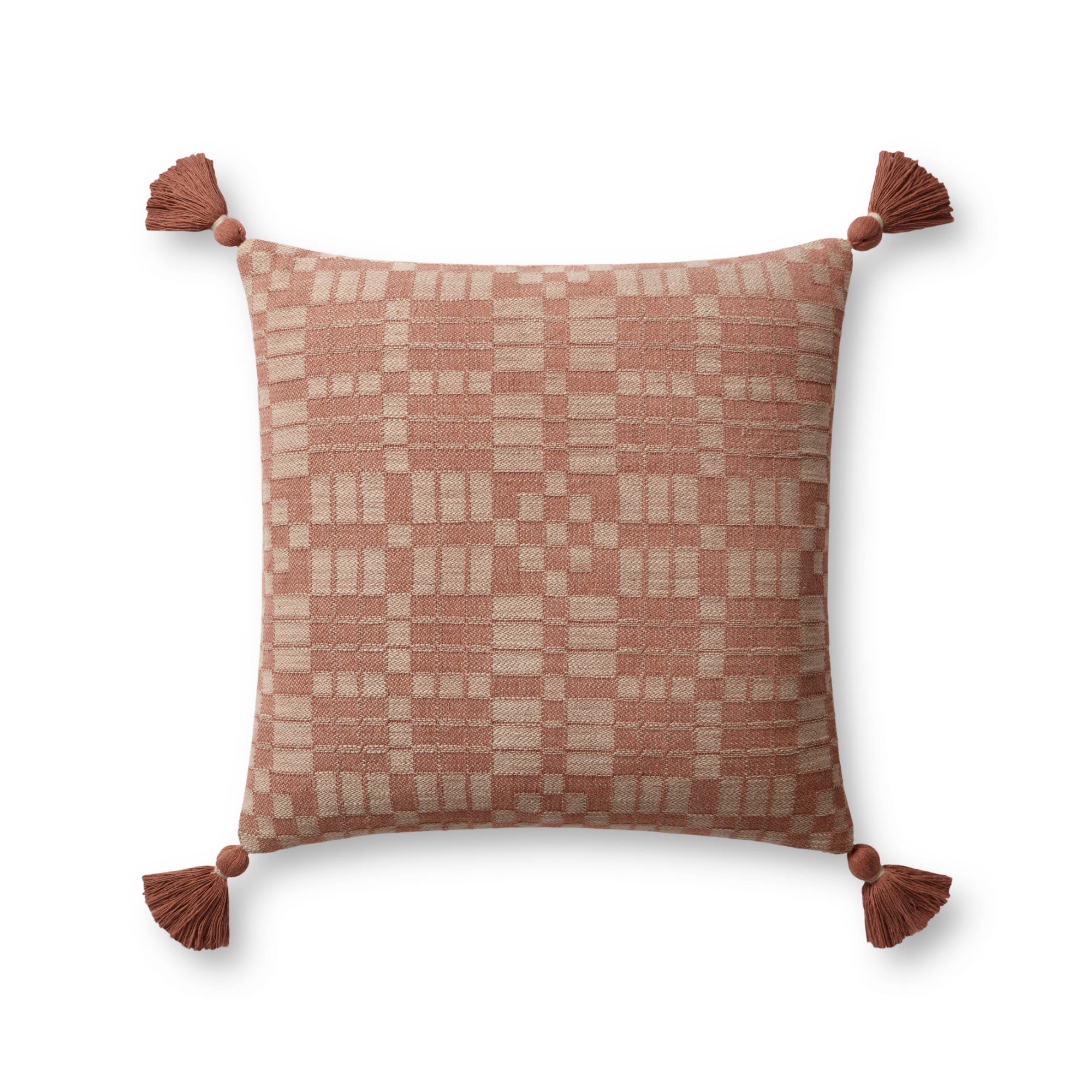 Chris Loves Julia x Loloi Ellery Clay 18'' x 18'' Cover with Poly Pillow