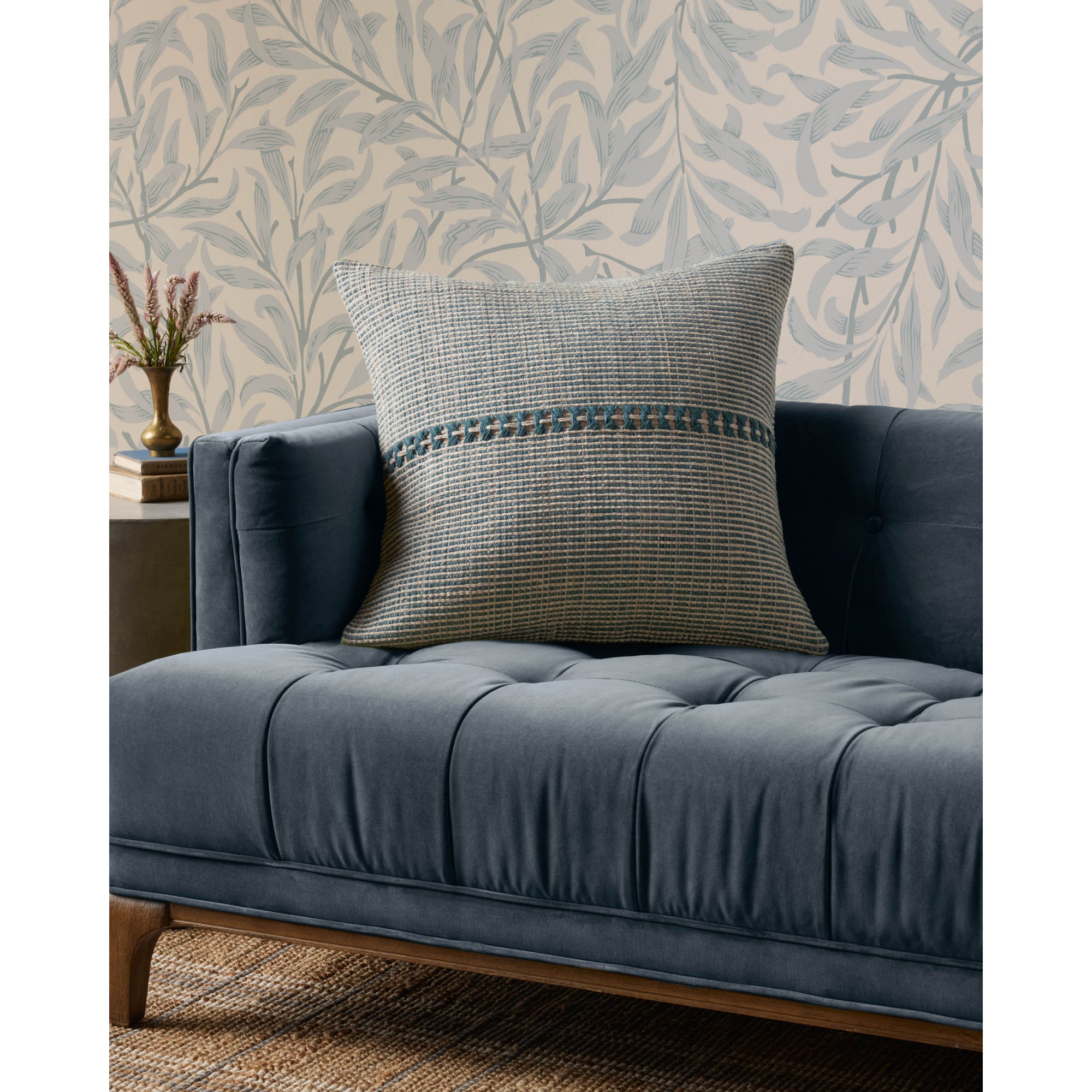 Chris Loves Julia x Loloi Harvey Blue /Natural 22'' x 22'' Cover with Poly Pillow