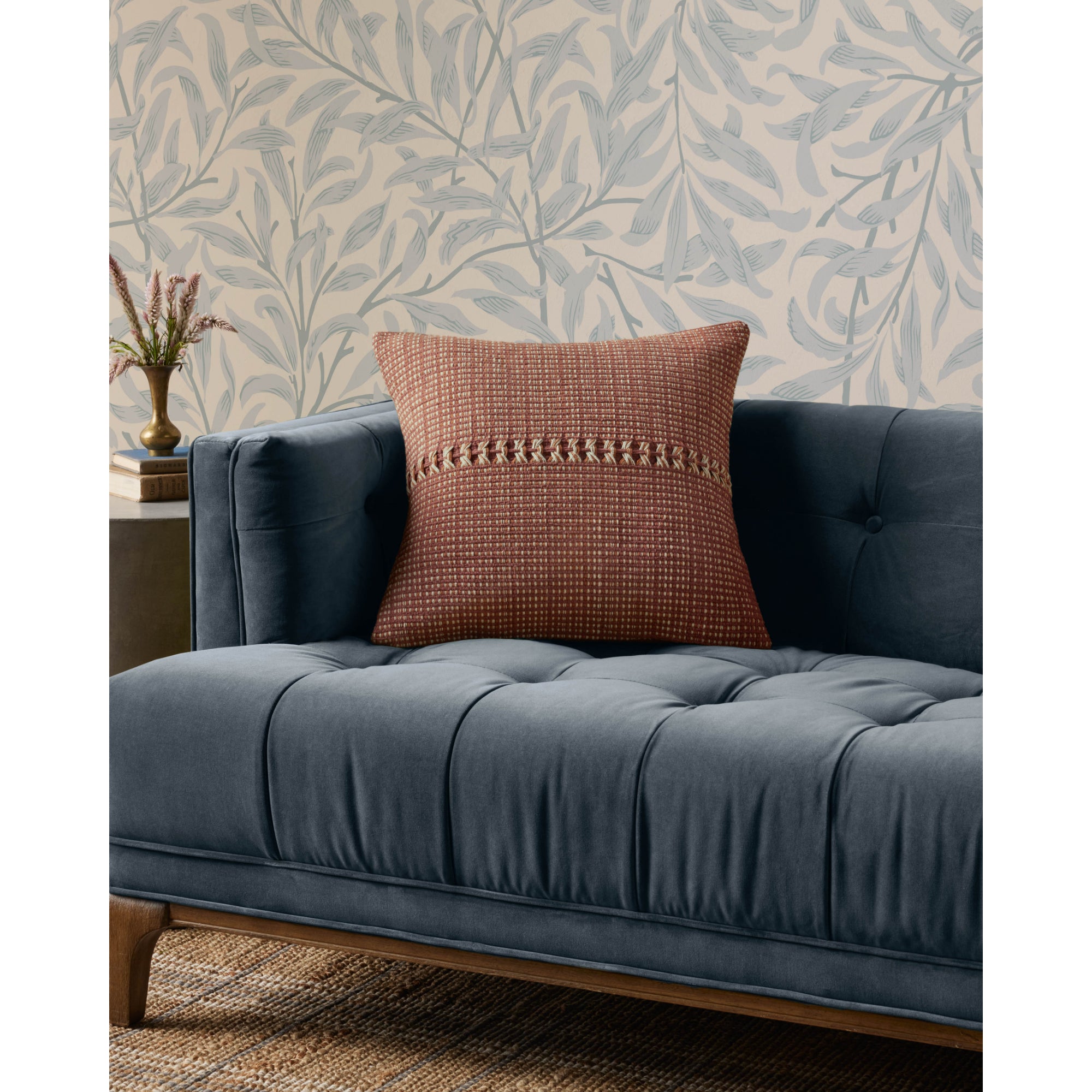 Chris Loves Julia x Loloi Harvey Rust /Multi 18'' x 18'' Cover with Poly Pillow