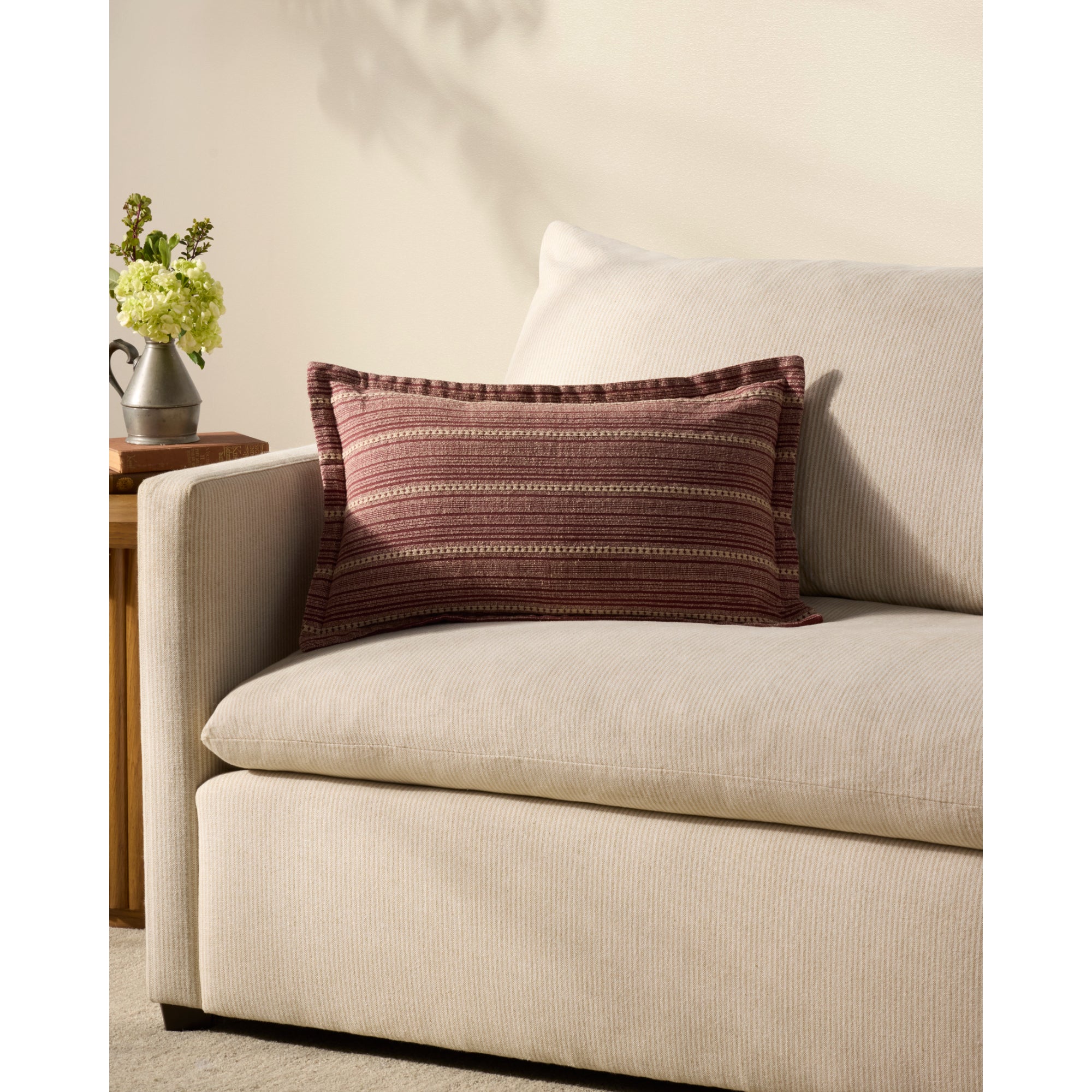 Chris Loves Julia x Loloi Howie Wine/Natural 13'' x 21'' Cover with Poly Pillow