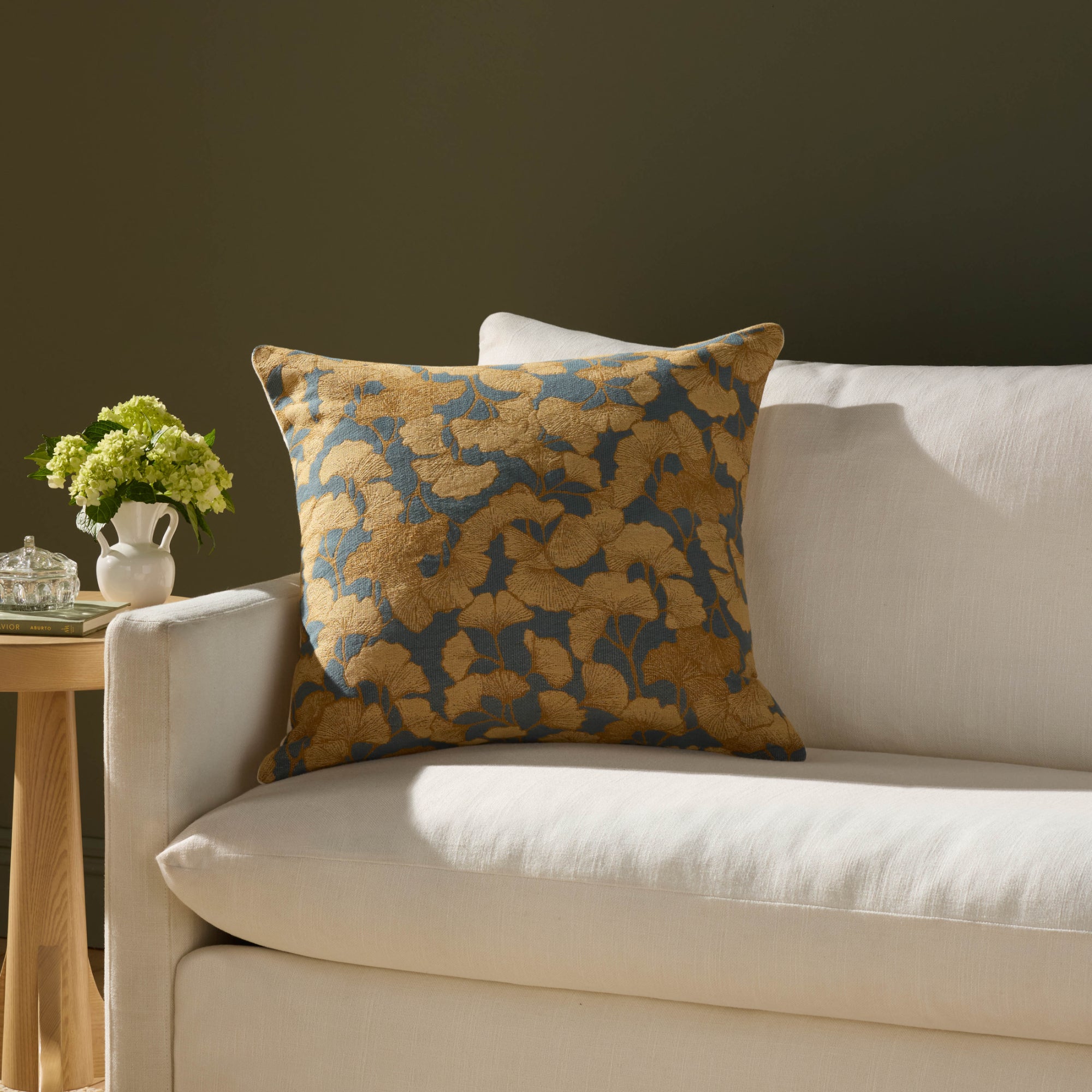 Chris Loves Julia x Loloi Fawn Blue/Gold 22" x 22" Cover with Poly Pillow