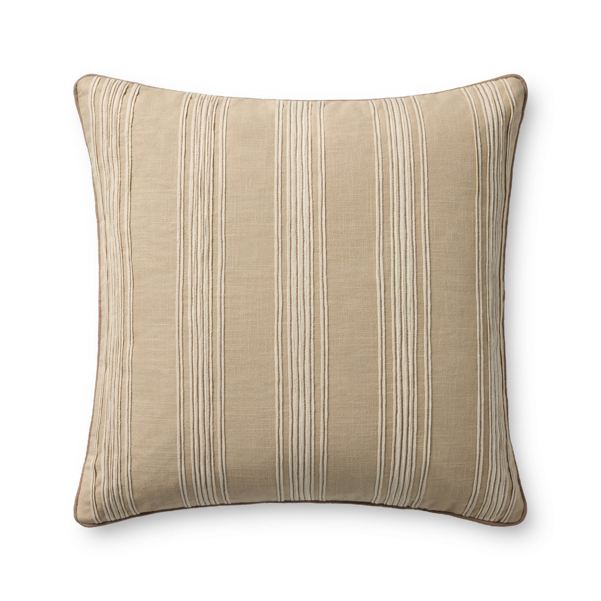 Chris Loves Julia x Loloi Verona Natural 22" x 22" Cover with Poly Pillow