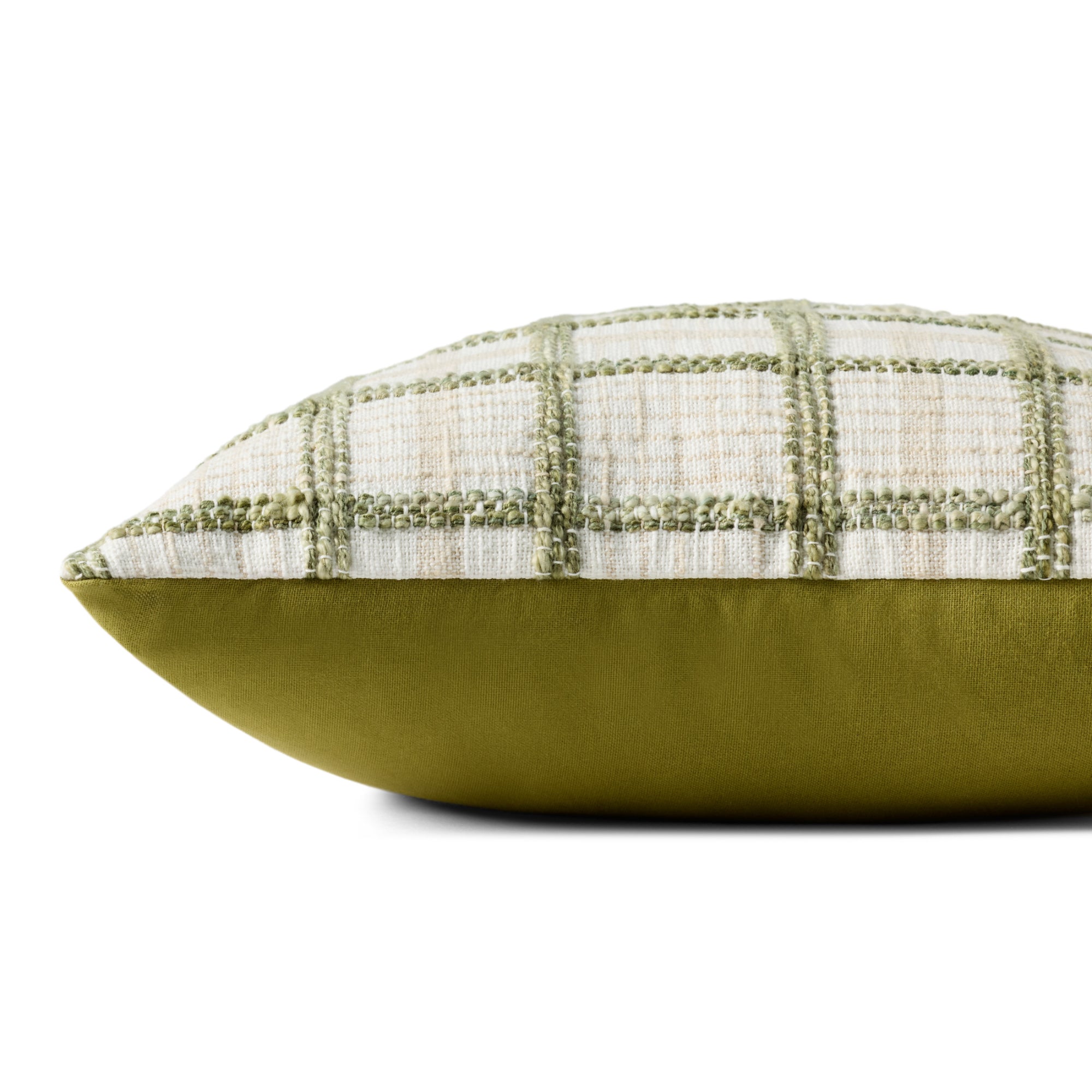 Chris Loves Julia x Loloi Norman Ivory/Green 18" x 18" Cover with Poly Pillow