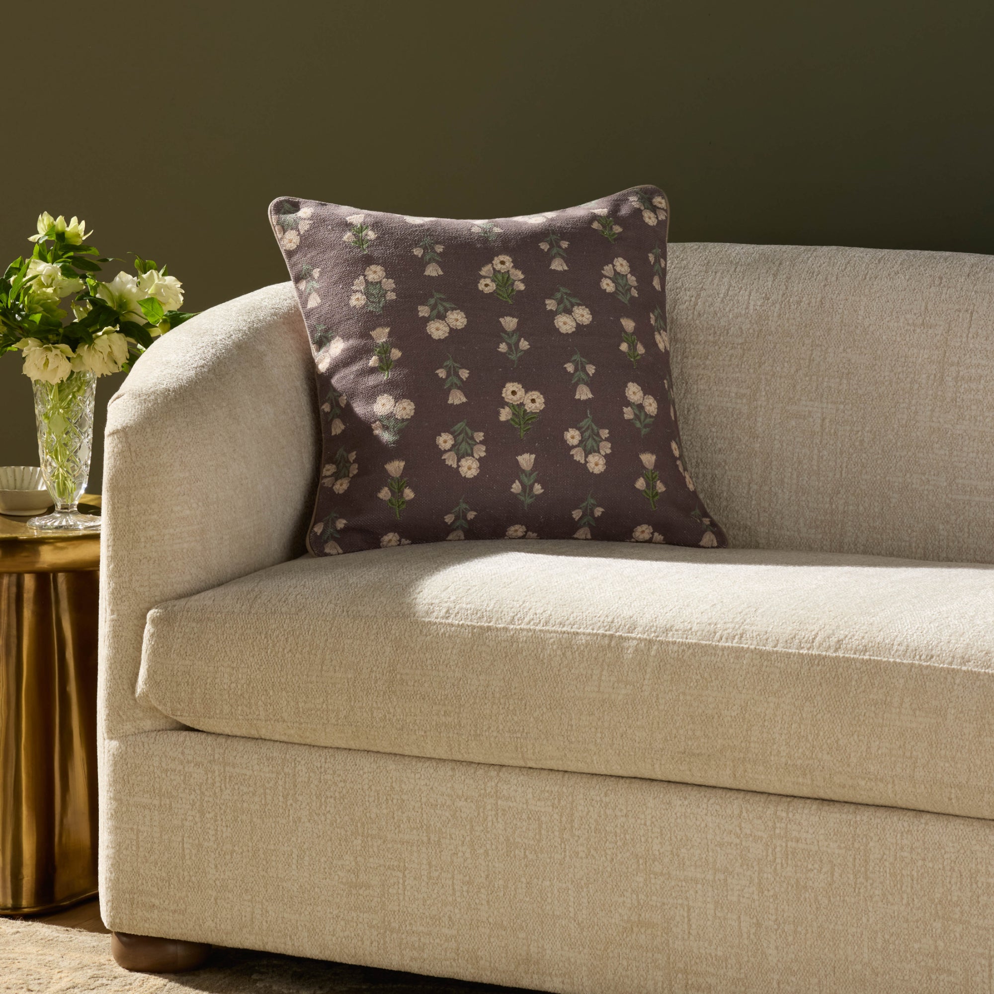 Chris Loves Julia x Loloi Posie Mauve/Multi 20" x 20" Cover with Poly Pillow