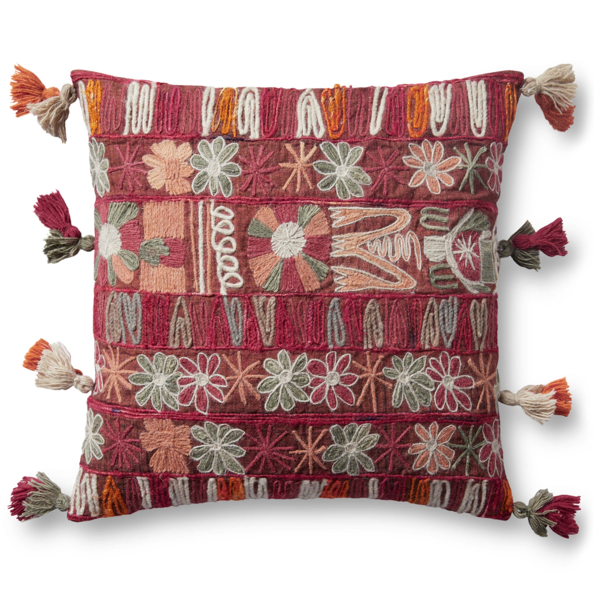Loloi PLL0014 Pink/Multi 22" x 22" Cover with Poly Pillow