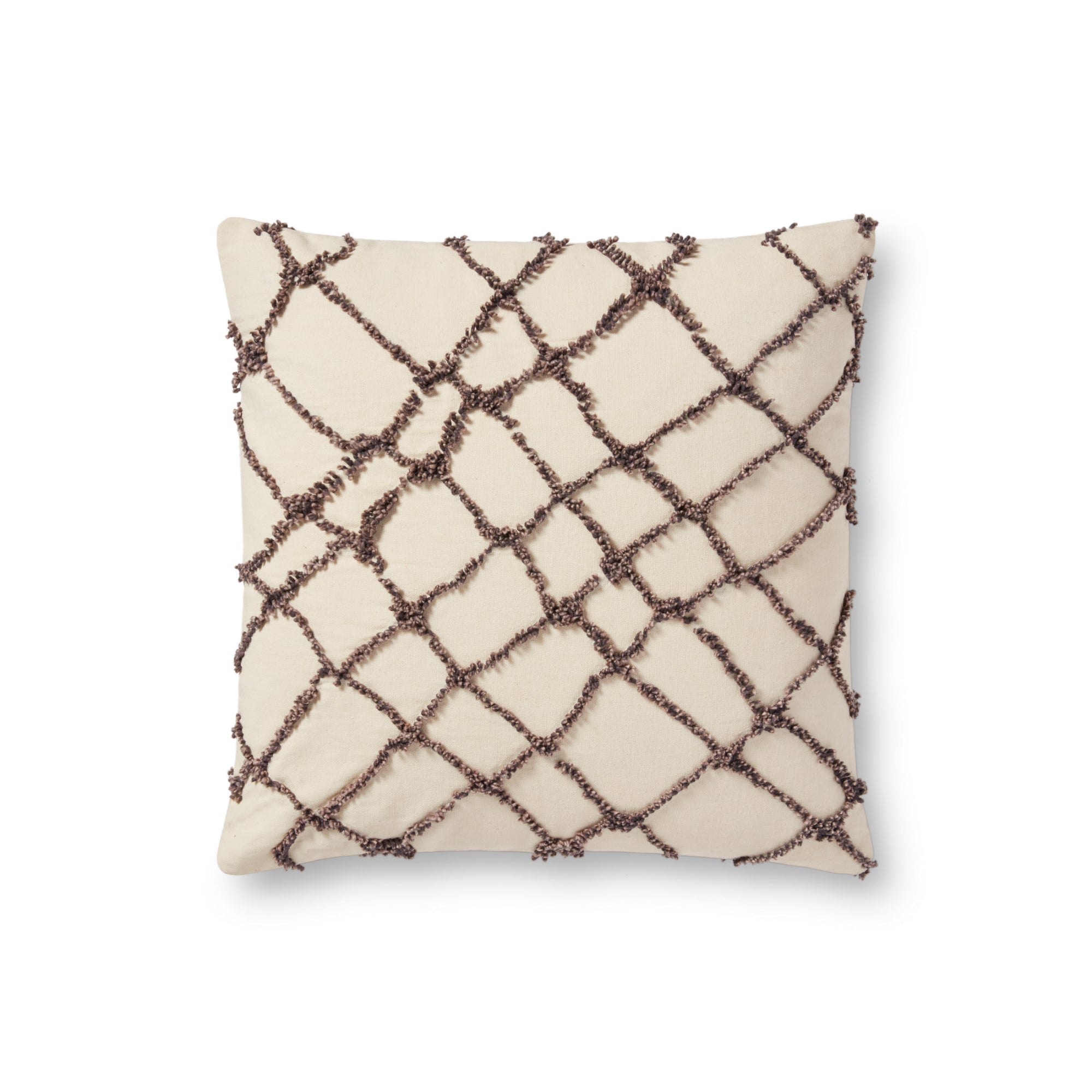 Loloi PLL0043 Ivory/Black 18" x 18" Cover with Poly Pillow