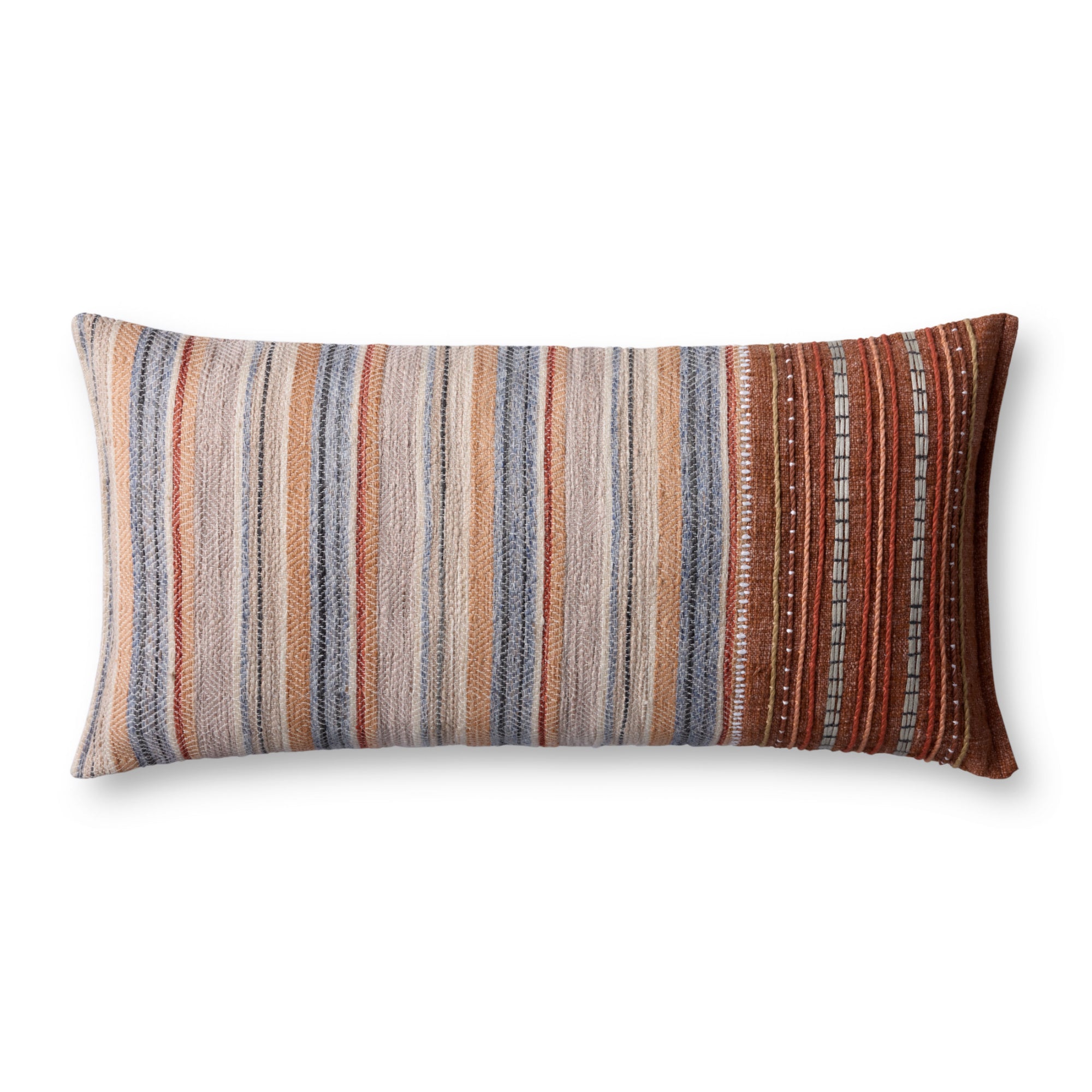 Loloi PLL0138 Rust/Multi 12'' x 27'' Cover with Down Pillow