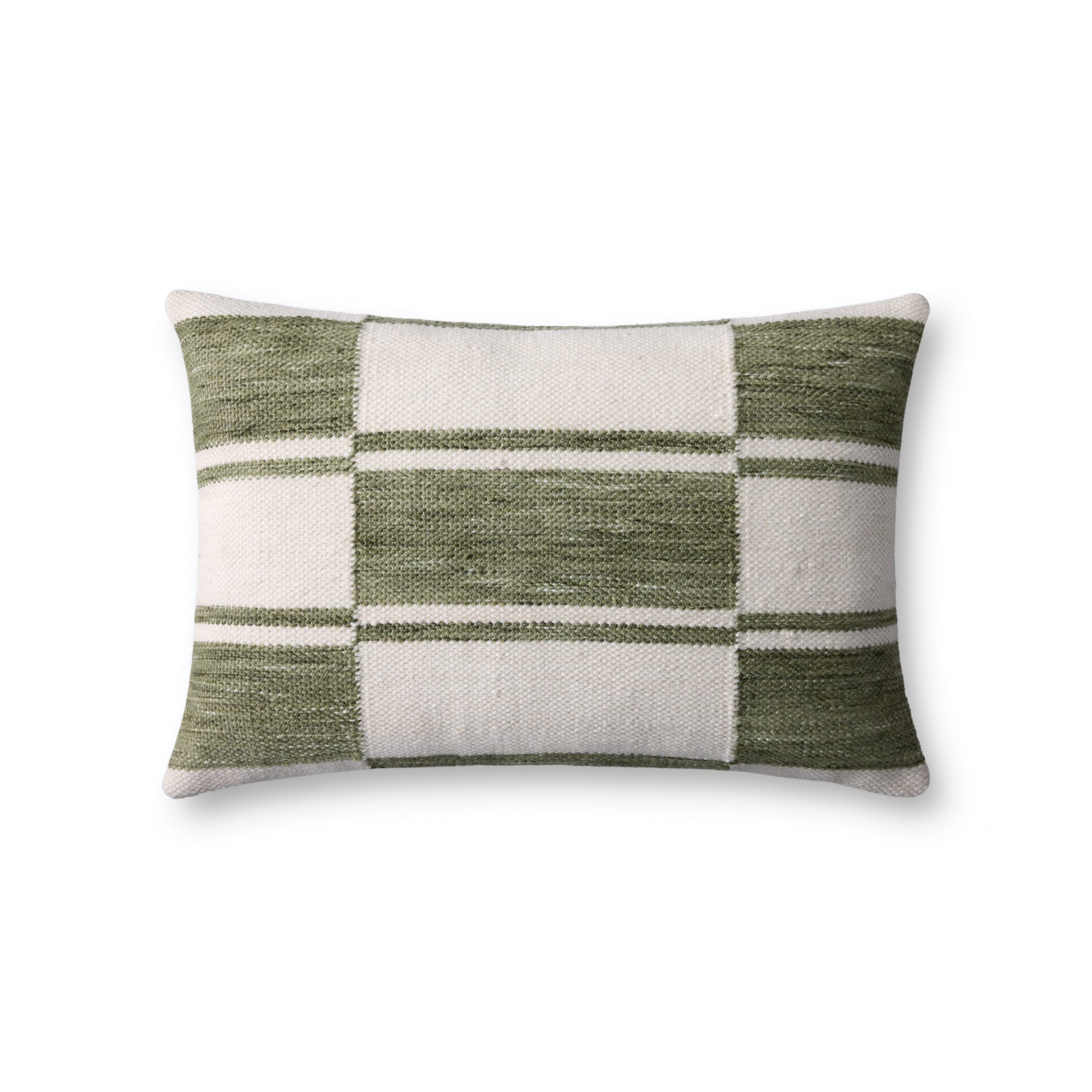 Loloi PLL0139 Ivory/Green 16'' x 26'' Cover with Poly Pillow