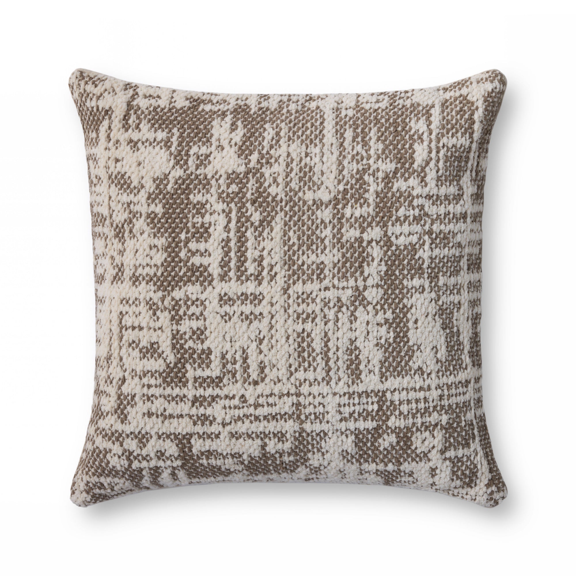 Loloi PLL0141 Dark Taupe/Ivory Cover with Poly Pillow