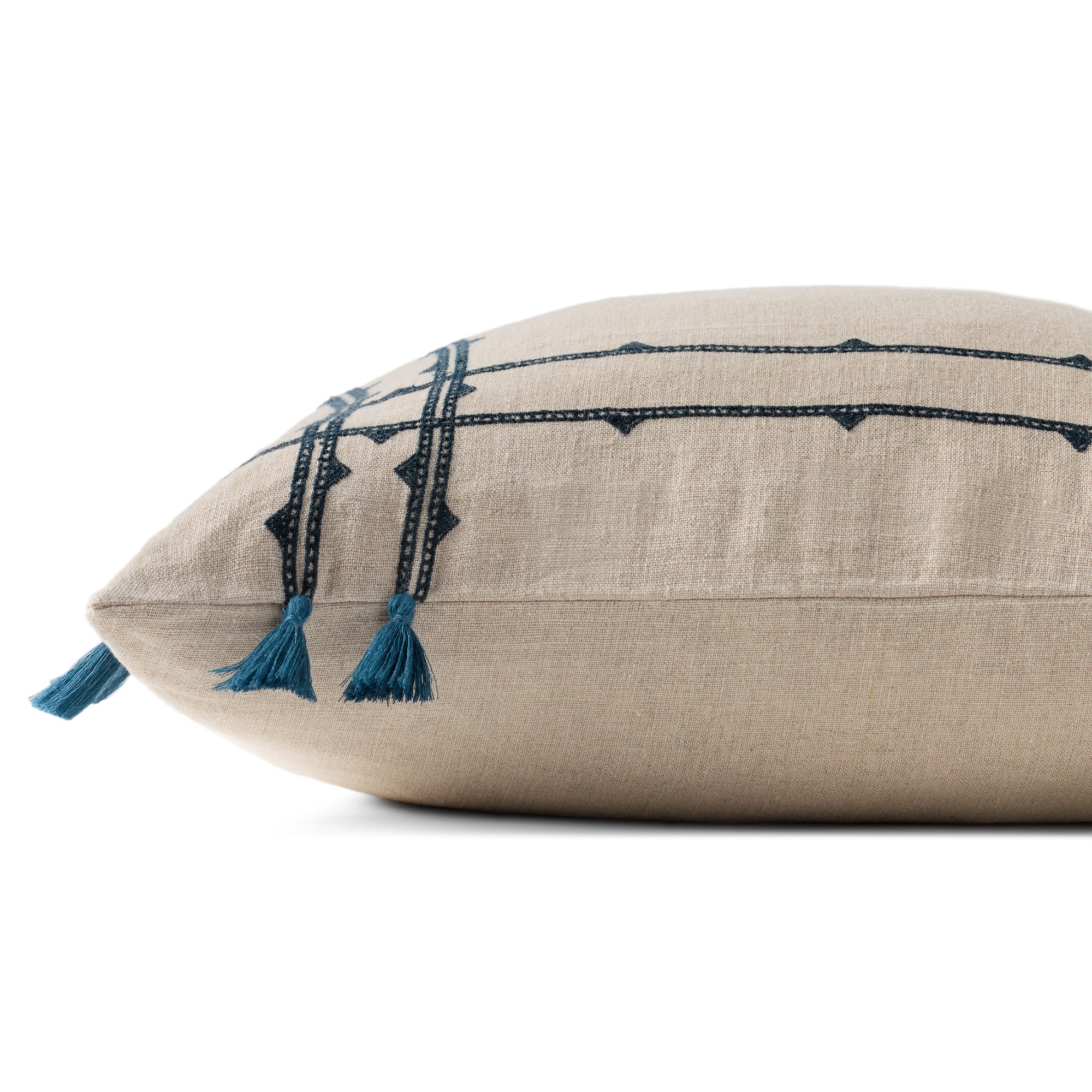 Loloi PLL0201 Natural/Blue 18'' x 18'' Cover with Poly Pillow