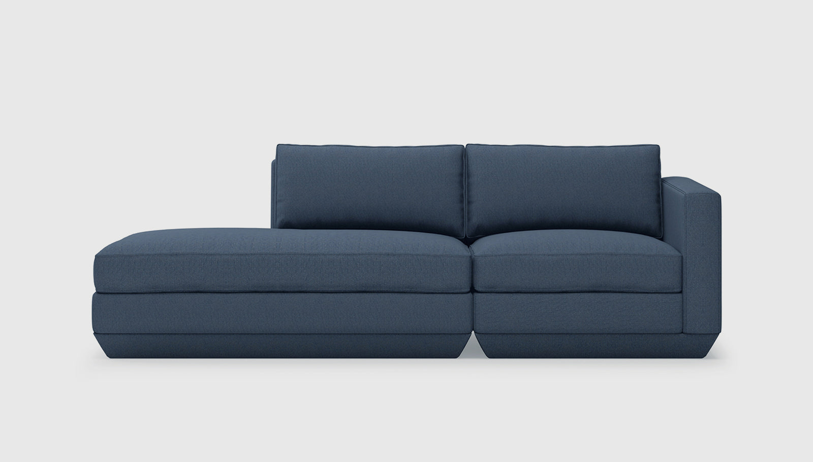 Podium Modular 2PC Lounge Hanson Navy / Left FacingLounge Sofa Gus*  Hanson Navy Left Facing  Four Hands, Mid Century Modern Furniture, Old Bones Furniture Company, Old Bones Co, Modern Mid Century, Designer Furniture, https://www.oldbonesco.com/