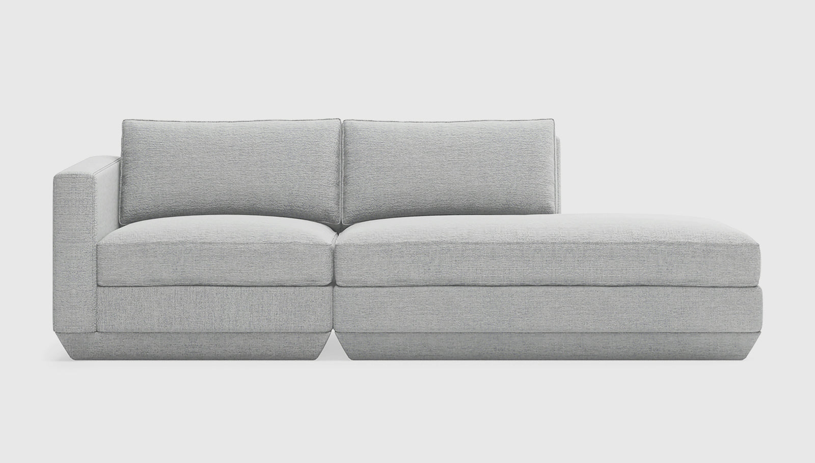 Podium Modular 2PC Lounge Bayview Silver / Right FacingLounge Sofa Gus*  Bayview Silver Right Facing  Four Hands, Mid Century Modern Furniture, Old Bones Furniture Company, Old Bones Co, Modern Mid Century, Designer Furniture, https://www.oldbonesco.com/