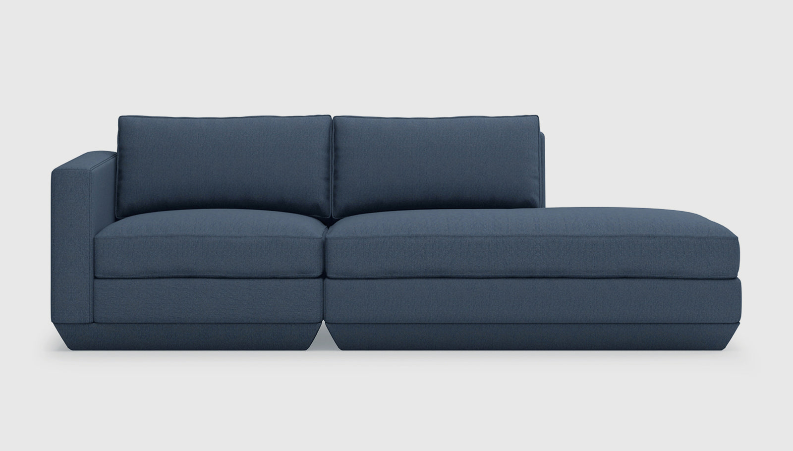 Podium Modular 2PC Lounge Hanson Navy / Right FacingLounge Sofa Gus*  Hanson Navy Right Facing  Four Hands, Mid Century Modern Furniture, Old Bones Furniture Company, Old Bones Co, Modern Mid Century, Designer Furniture, https://www.oldbonesco.com/