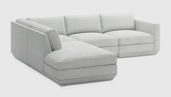 Podium Modular 4PC Lounge Sectional A Bayview Silver / Left FacingSectional Sofa Gus*  Bayview Silver Left Facing  Four Hands, Mid Century Modern Furniture, Old Bones Furniture Company, Old Bones Co, Modern Mid Century, Designer Furniture, https://www.oldbonesco.com/