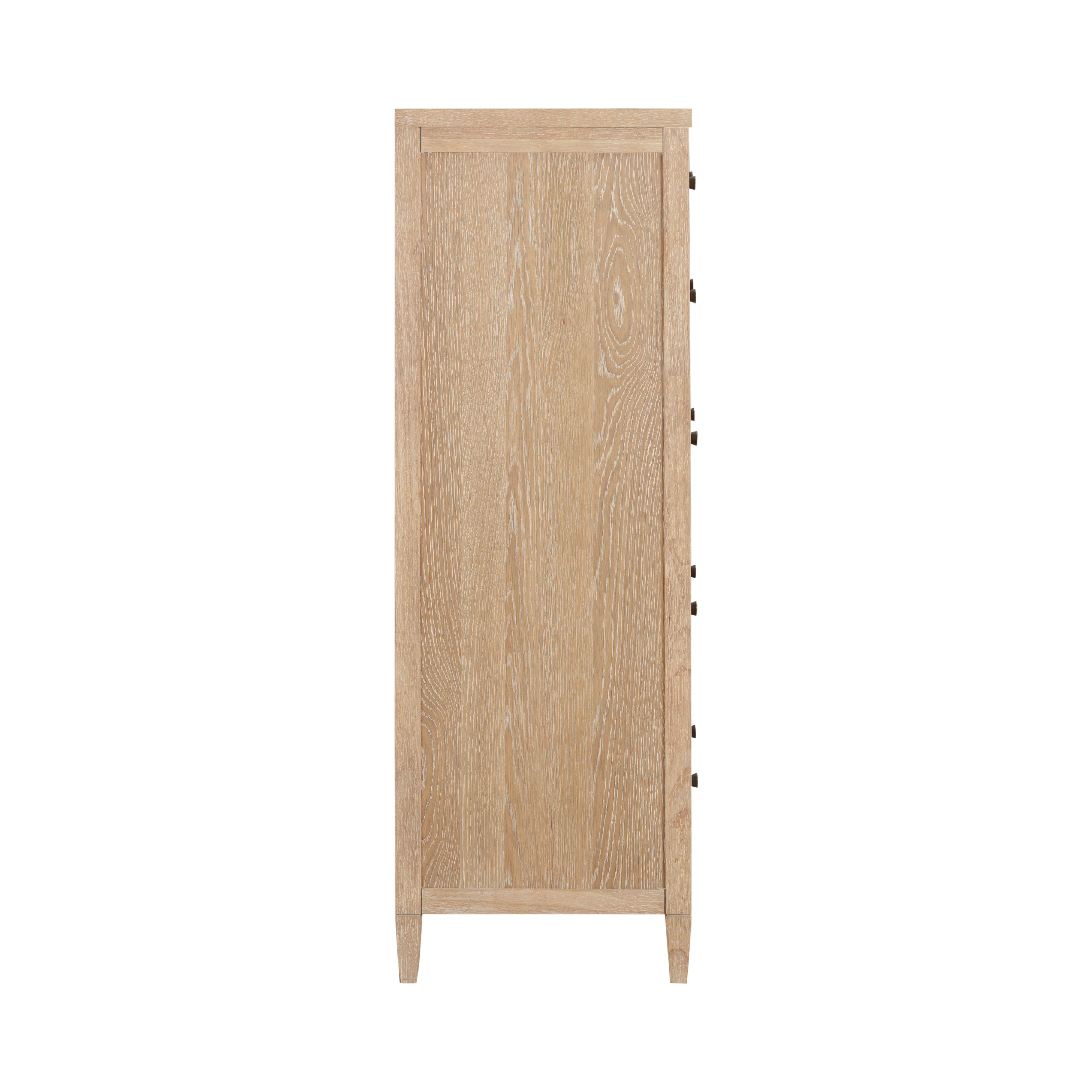 Bristol Park 40" Whitewashed Oak Wood 7-Drawer Chest