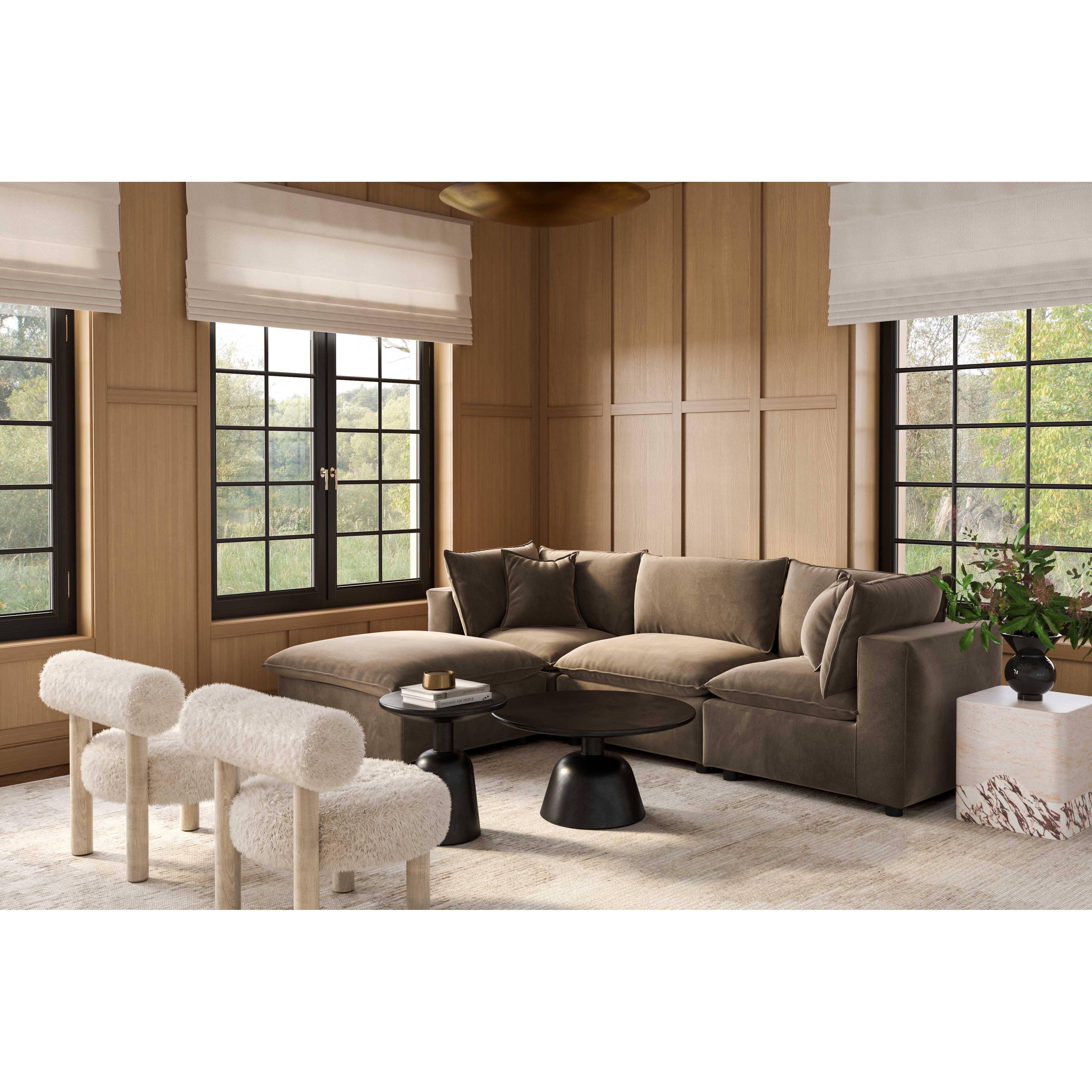 Cali 4-Piece Chocolate Brown Performance Velvet Sectional