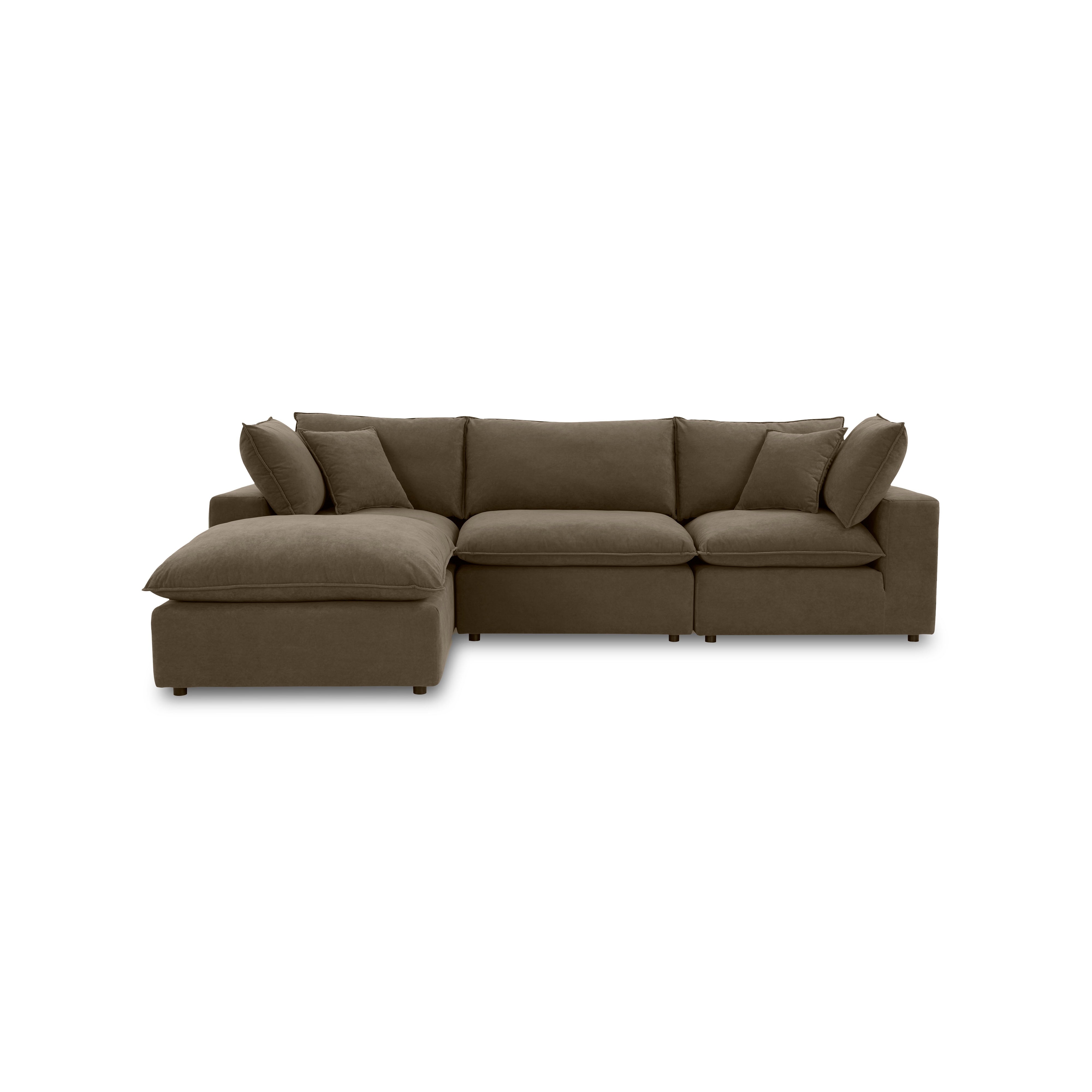 Cali Chocolate Brown Performance Velvet 4 Piece Sectional