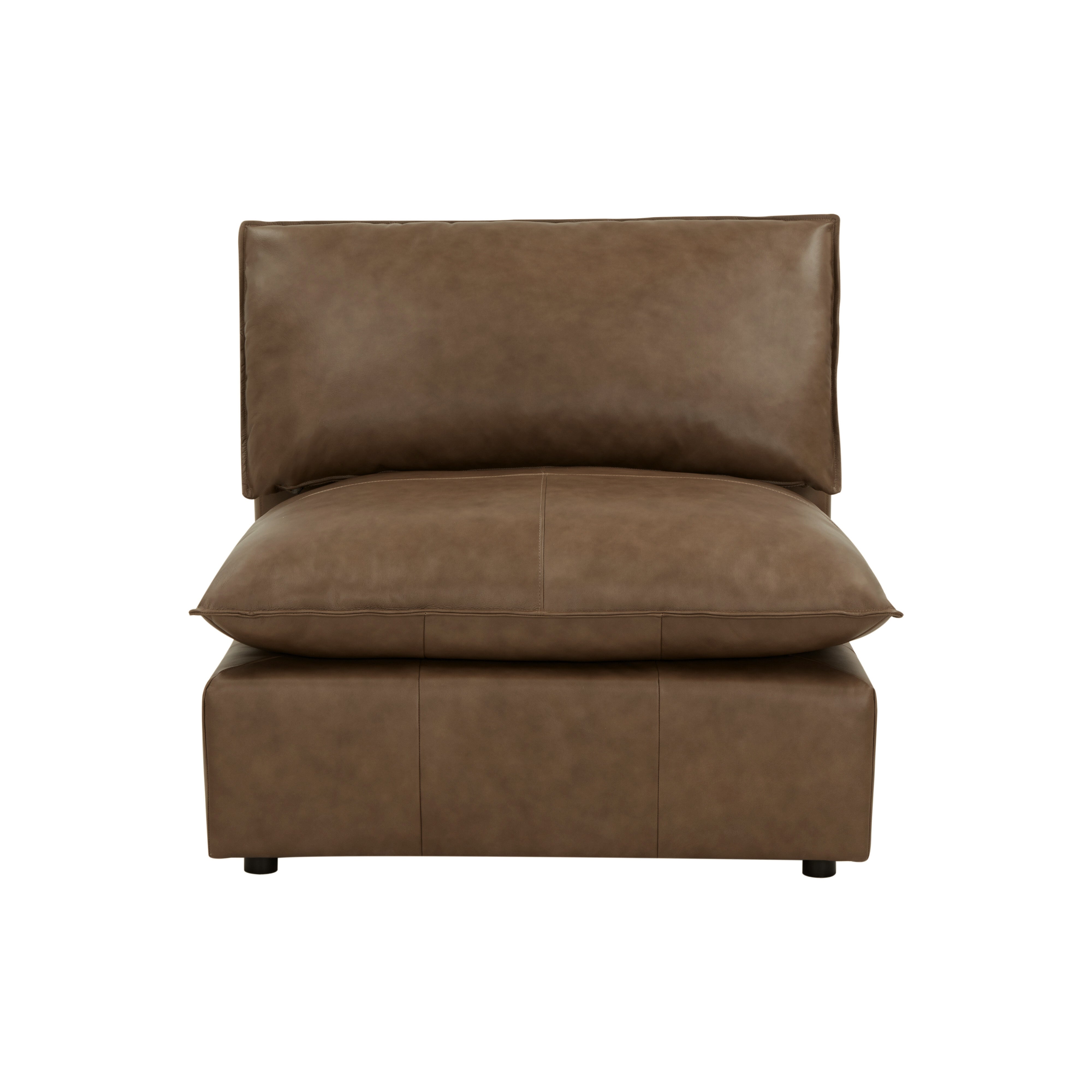 Cali Brown Leather Modular Armless Chair