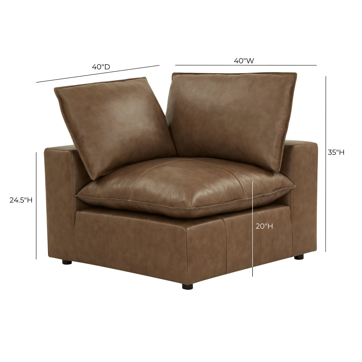 Cali Brown Leather Modular Corner Chair