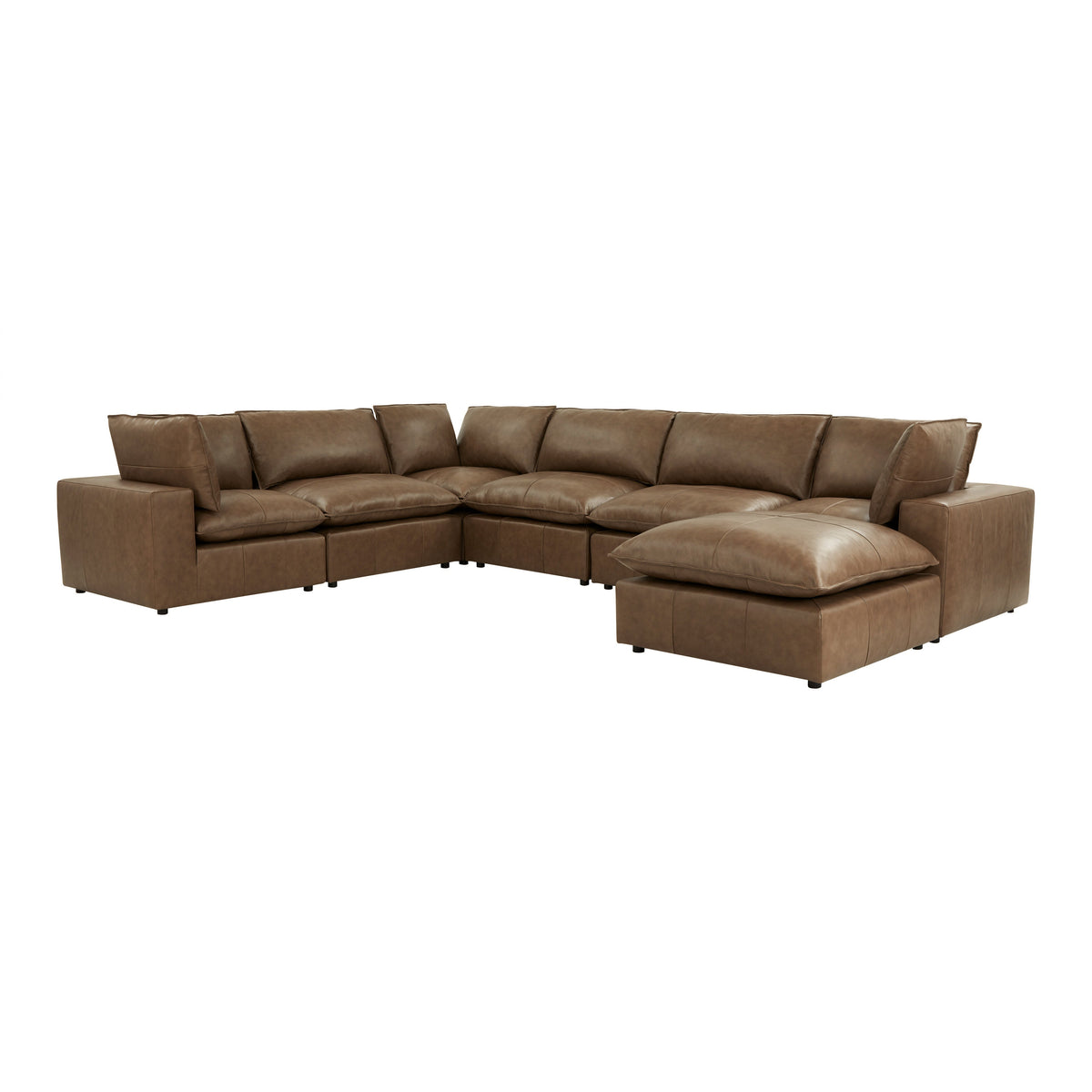 Cali 7-Piece Chocolate Brown Performance Velvet Large Chaise Sectional