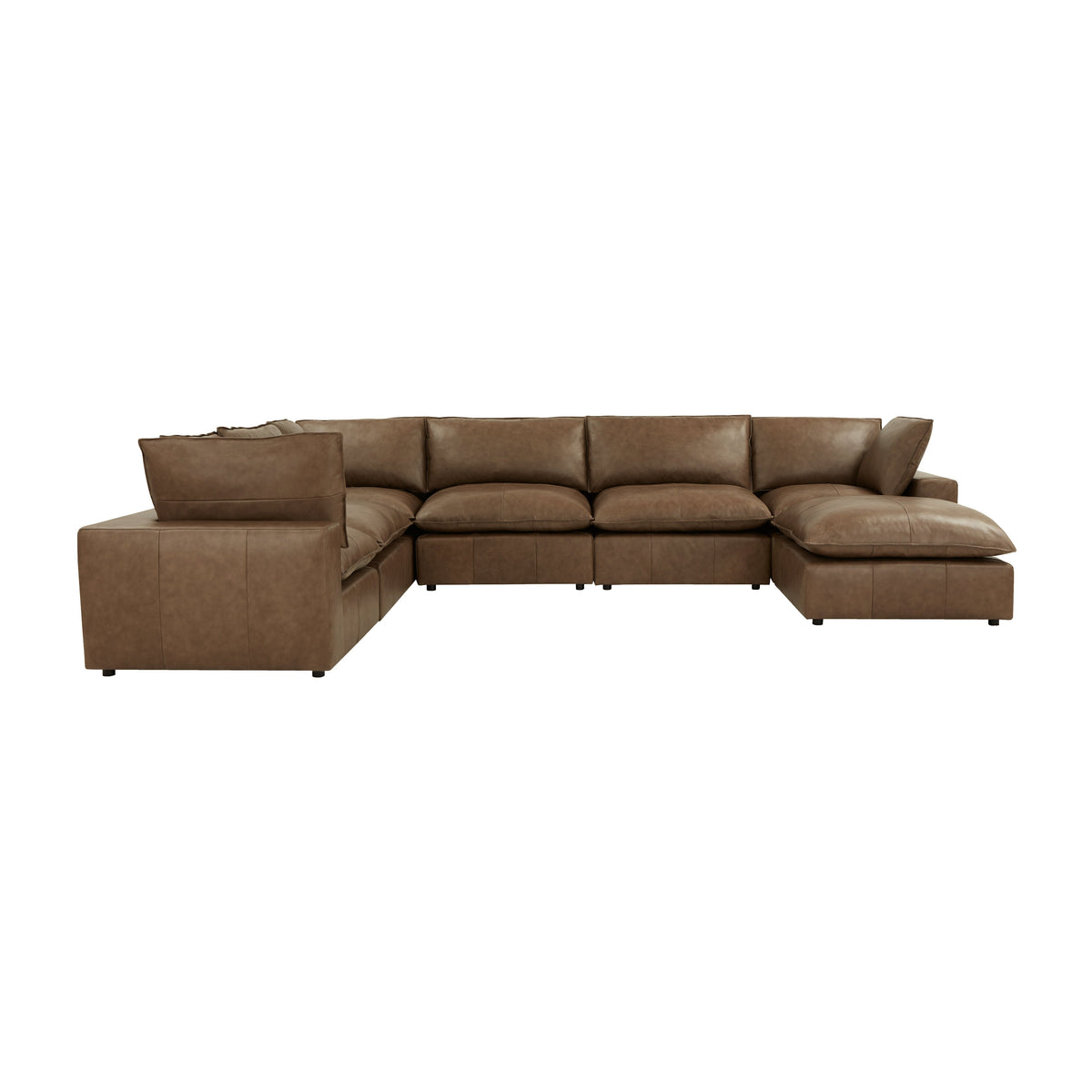 Cali 7-Piece Chocolate Brown Performance Velvet Large Chaise Sectional