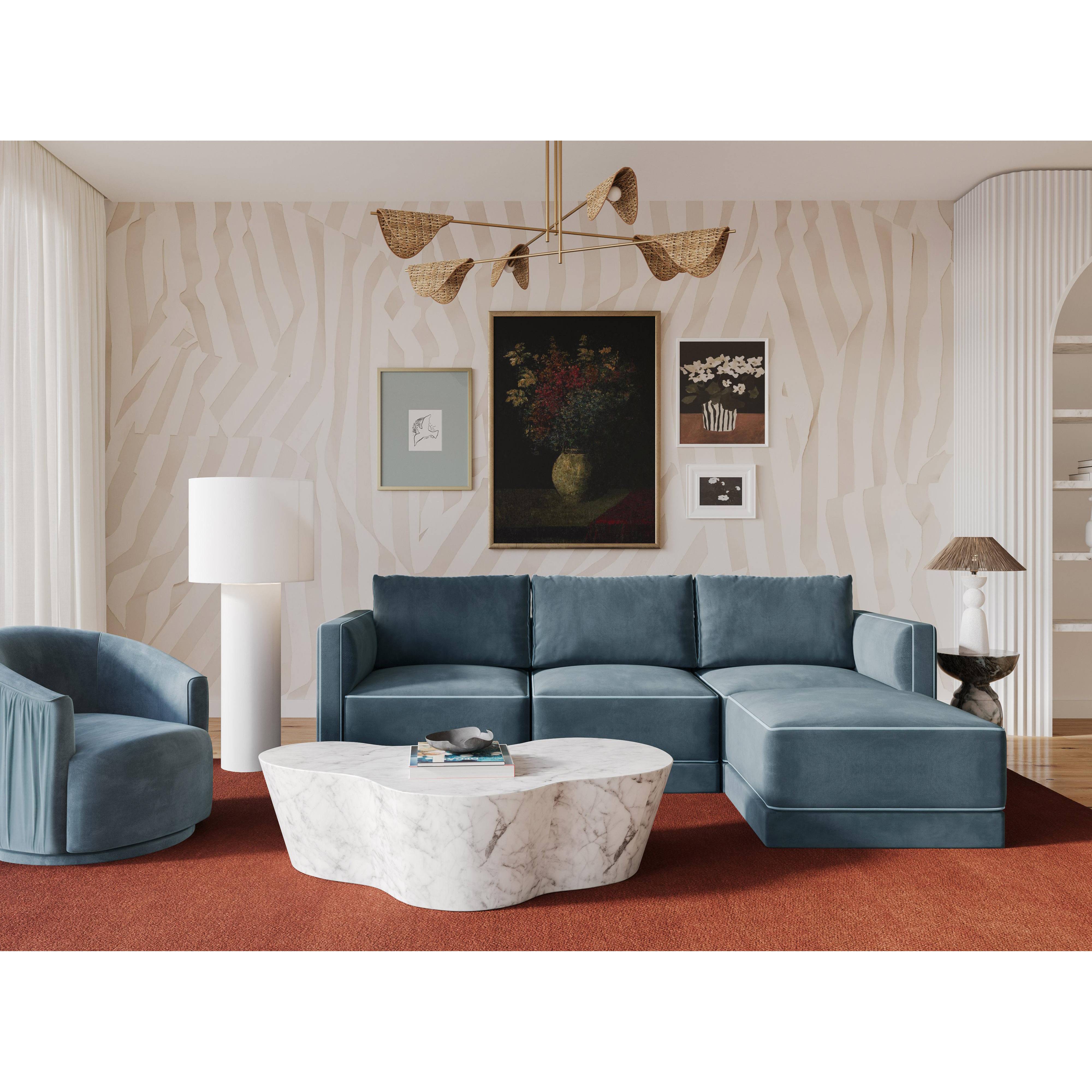 Willow 4-Piece Performance Velvet Modular Sectional