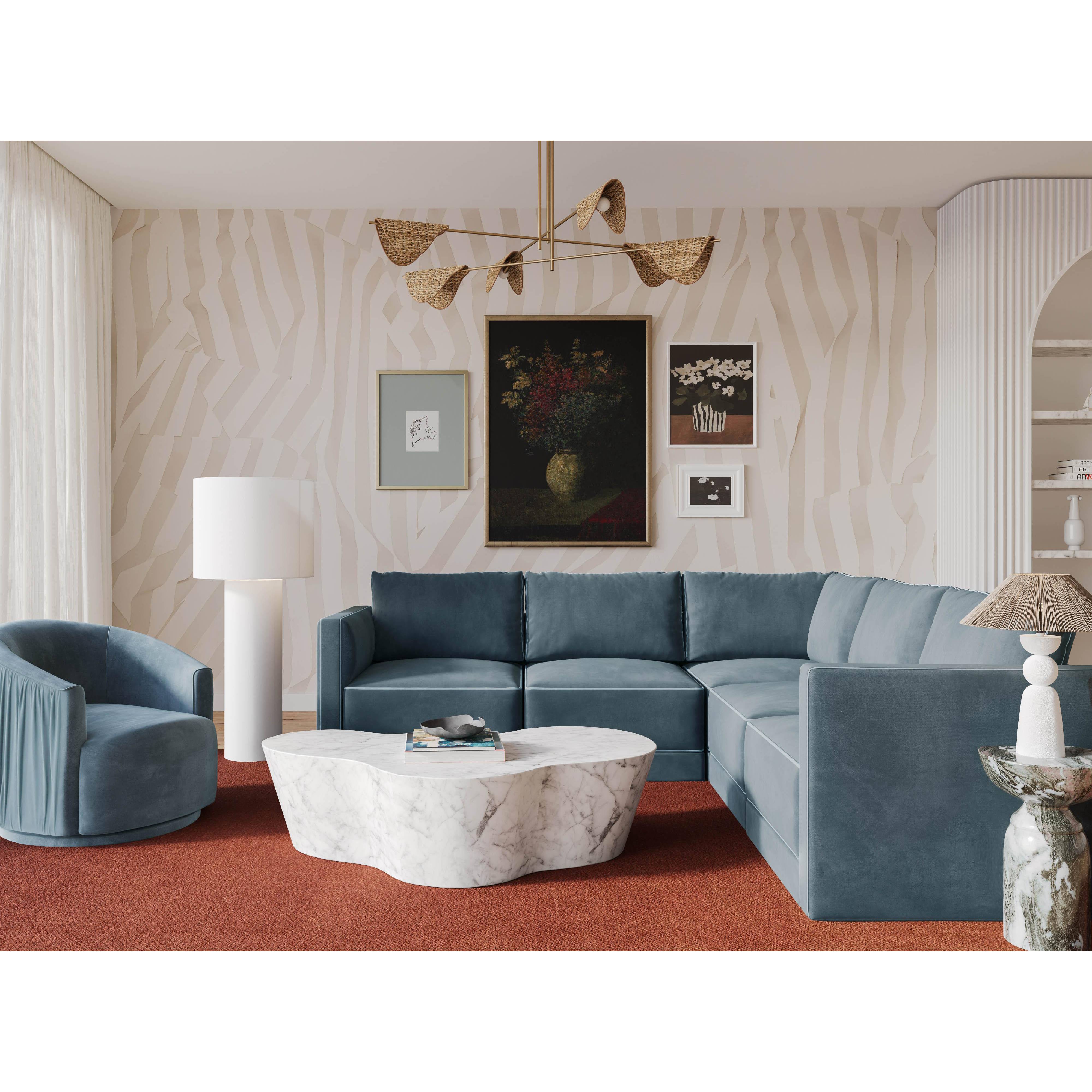 Willow 5-Piece Performance Velvet Modular L Sectional
