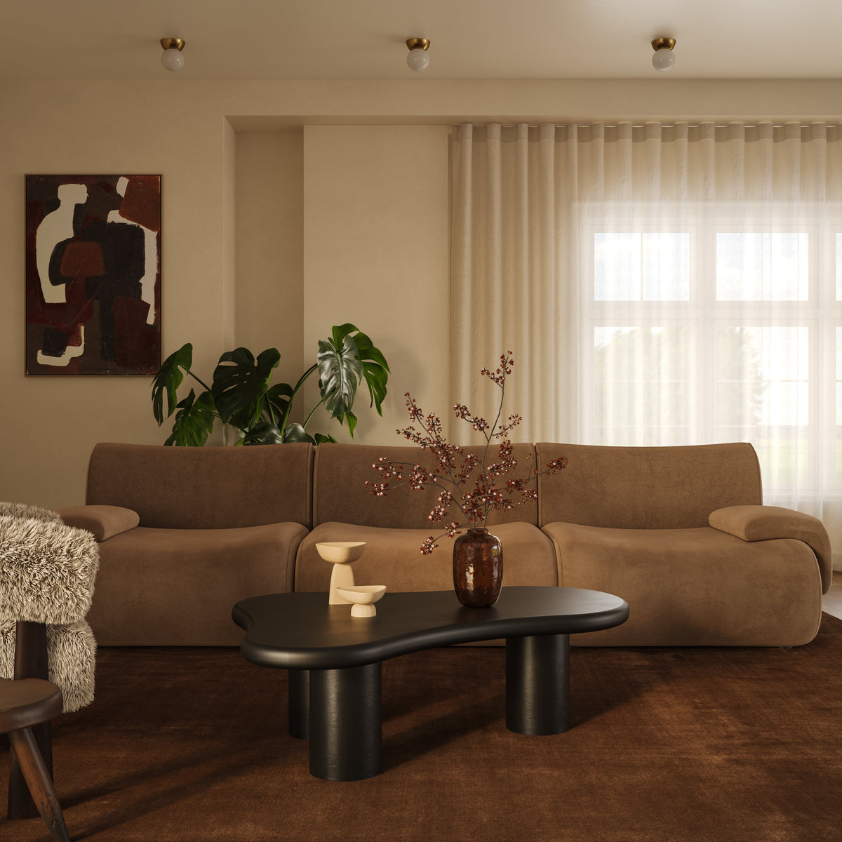 Zenith Latte Brown Performance Velvet Armless Chair