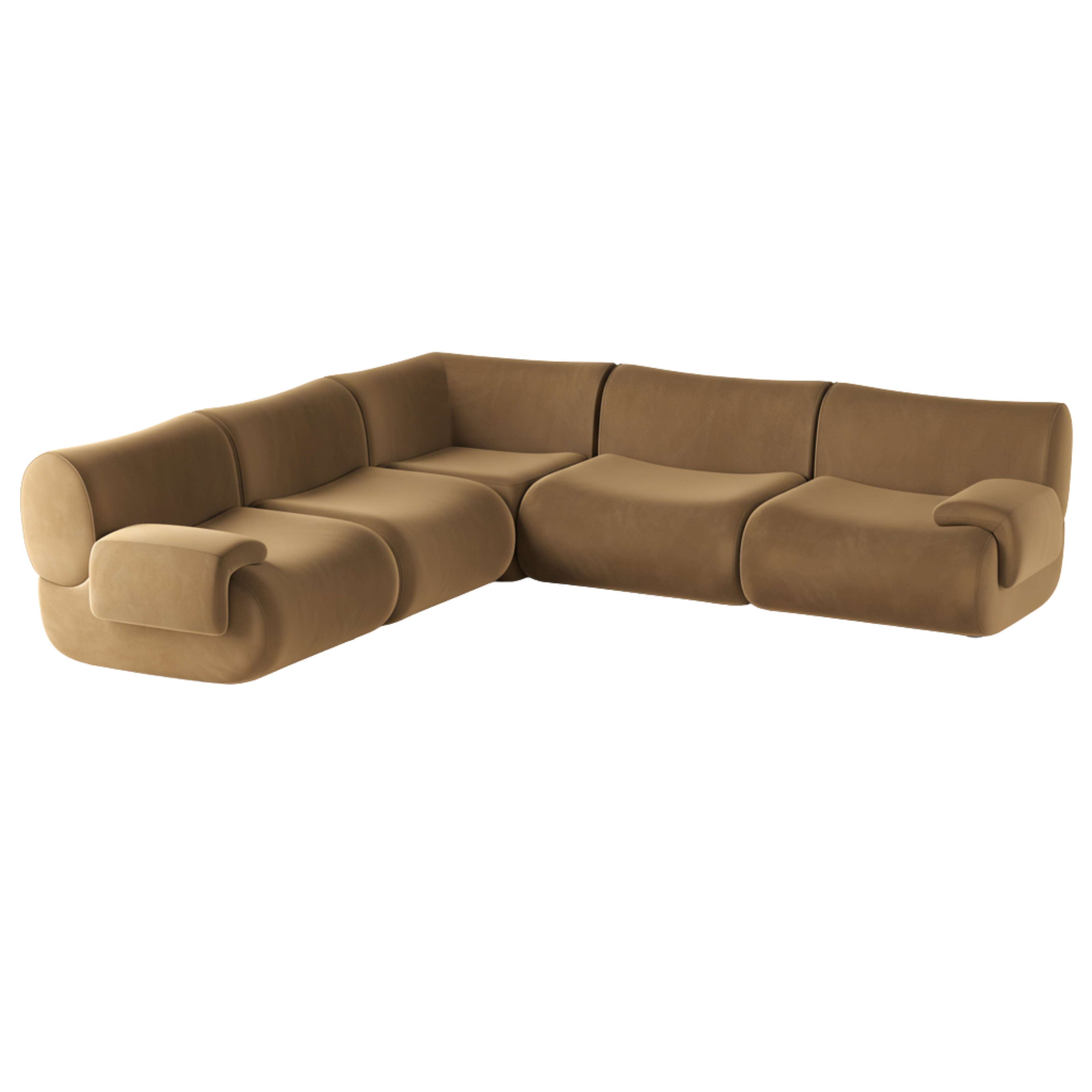 Zenith 5-Piece Latte Brown Performance Velvet Modular L-Sectional