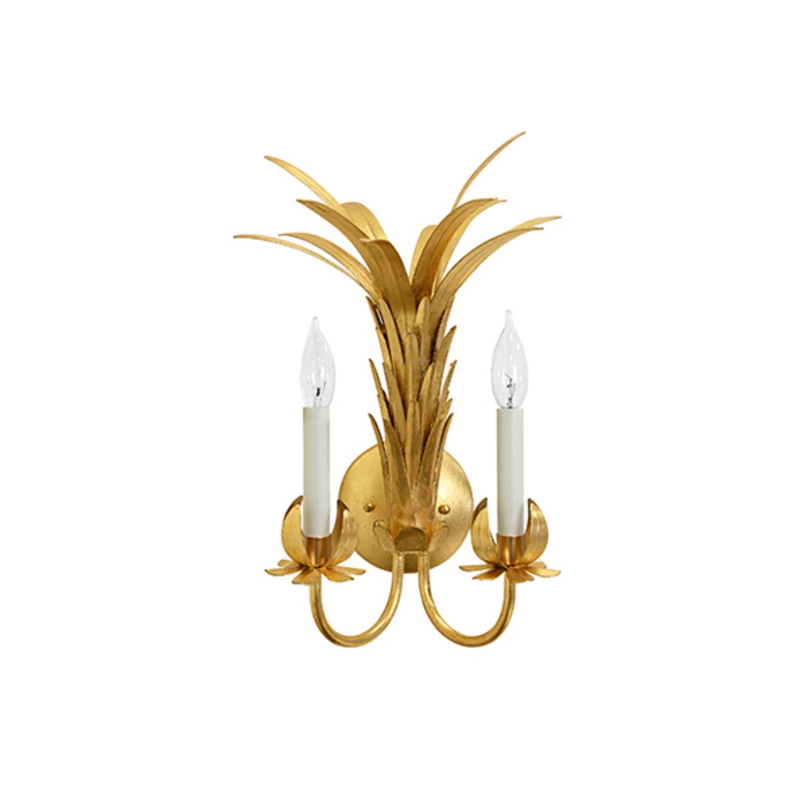 Reseda Palm Spray 2-Arm Tole Wall Sconce