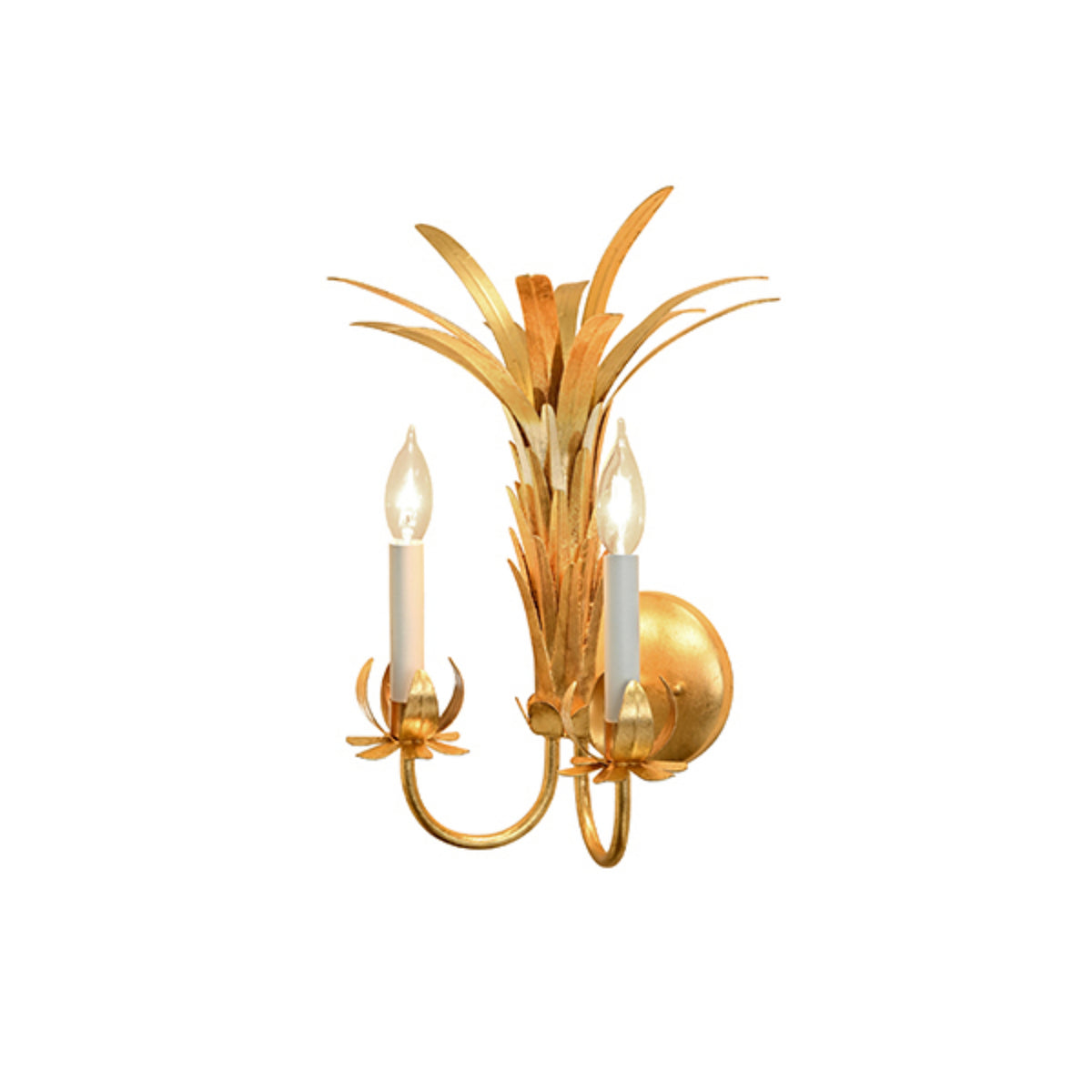 Reseda Palm Spray 2-Arm Tole Wall Sconce by Worlds Away