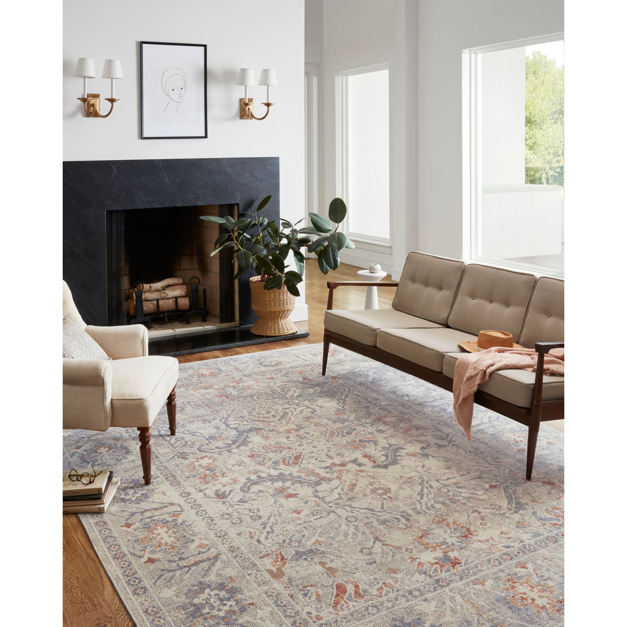 Chris Loves Julia x Loloi Rosemarie Oatmeal/Lavender Rug